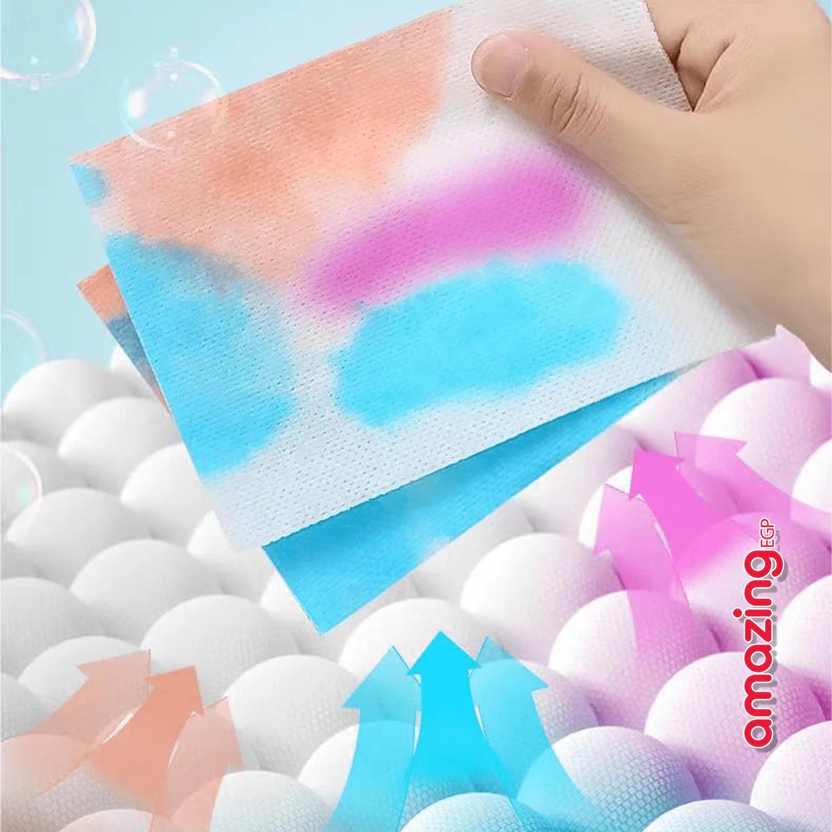 أوراق حماية الملابس من التصبغ لمنع اختلاط الألوان وحماية الأقمشة وتمتص الألوان تقنية امتصاص الصبغات للحفاظ على ألوان الملابس زاهية ومشرقة - 50 ورقة | أوراق الغسيل لحماية الأقمشة أوراق حماية الملابس من التصبغ الالوان العناية بالملابس بهتان الألوان تقنية