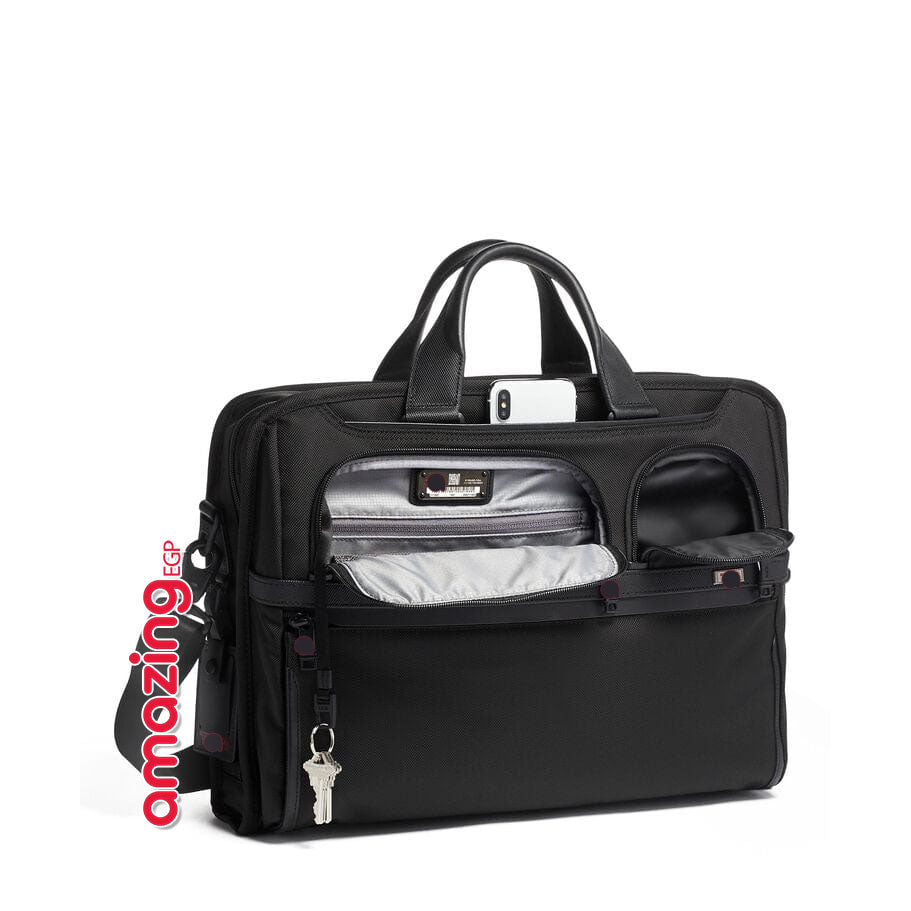 حقيبة لابتوب Alpha2 حقيبة لابتوب تنظيمية قابلة للتوسيع  أسود – 17 بوصة مع حزام كتف مبطن – جودة عالية راقية فاخرة - حقيبة لابتوب واغراض Luxury خفيفة، متينة، وأنيقة للجنسين  (TU9-B139)