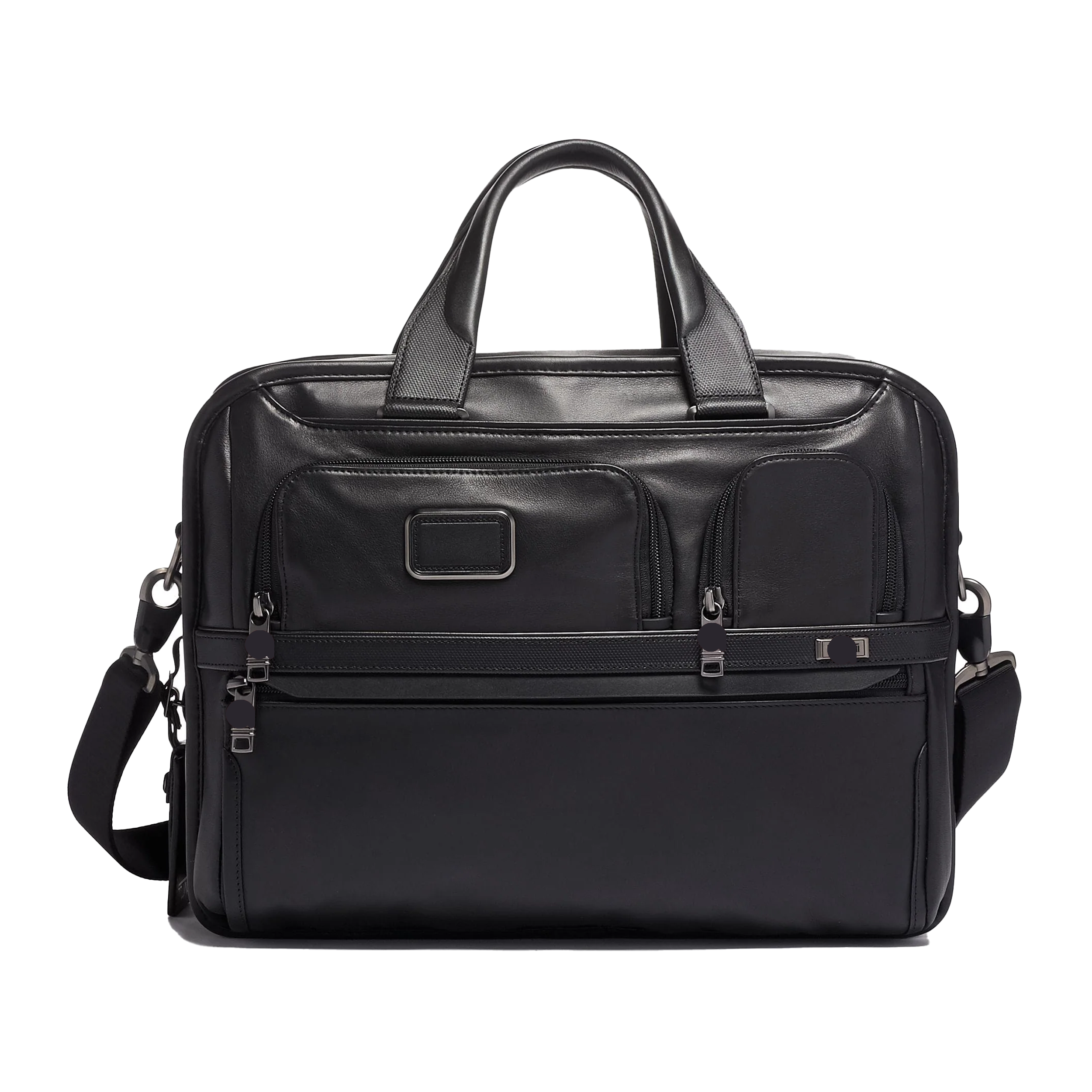 حقيبة لابتوب Alpha2 جلد ناپا أسود – 17 بوصة مع حزام كتف مبطن – جودة عالية راقية فاخرة - حقيبة لابتوب واغراض Luxury خفيفة، متينة، وأنيقة للجنسين (096141D2)