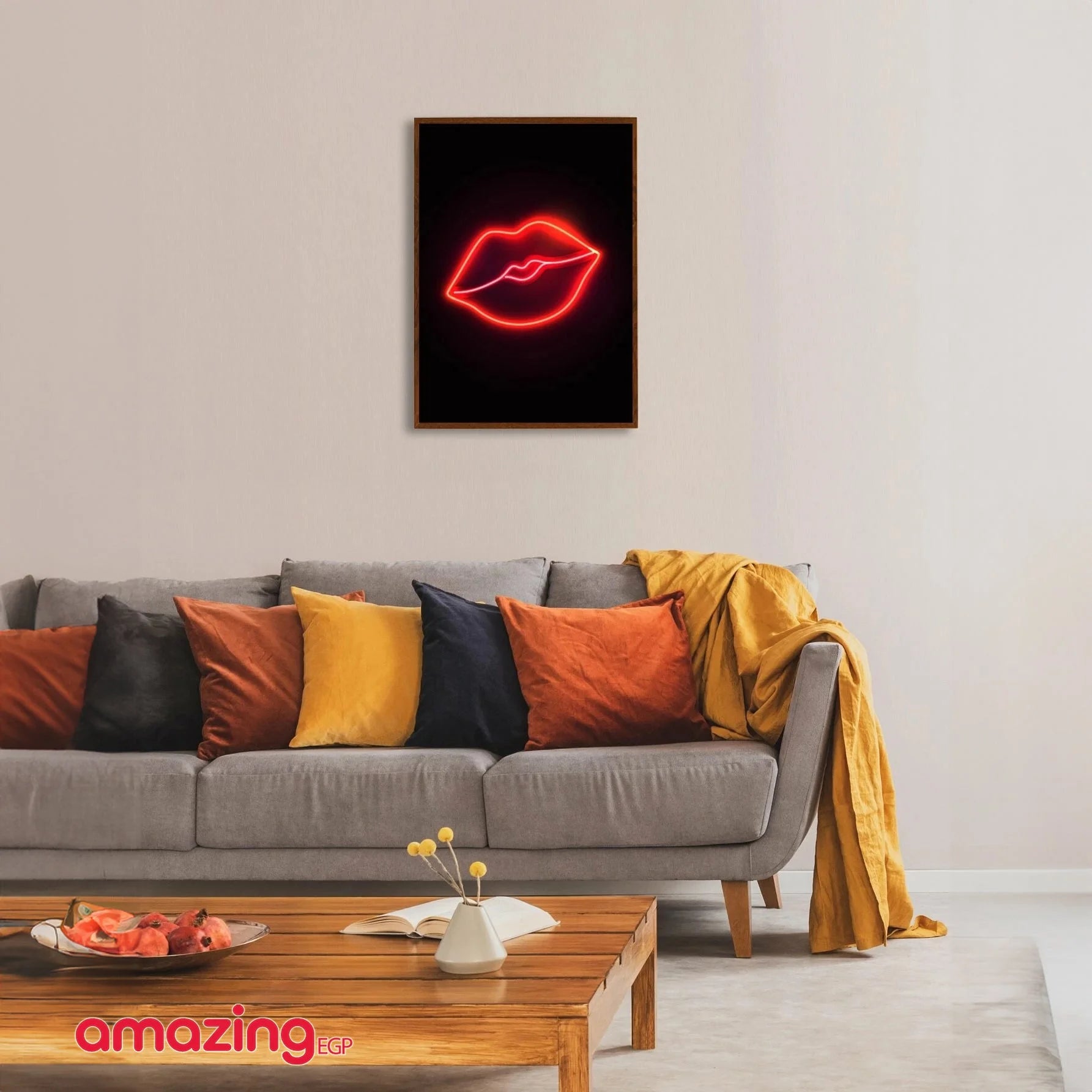 صورة الجدار بجرافيك بوسة شفاه ملصق فني جداري من ألياف اصطناعية قماش مطبوع عليه  - بدون اطار | امراه تمثال تمثال مكتب ديكور ديكور_مكتب ديكور_منزل نصف راس | amazingEGP