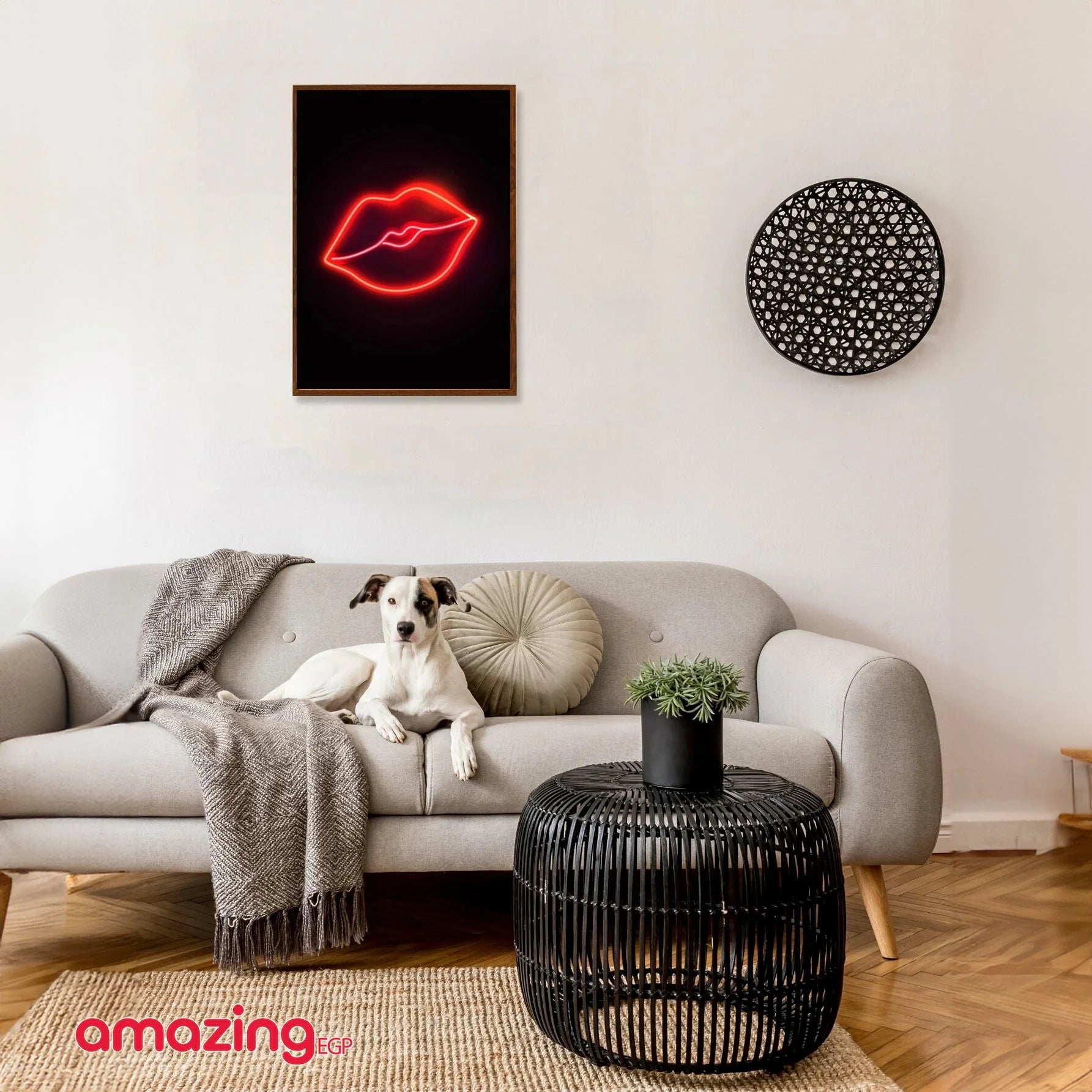 صورة الجدار بجرافيك بوسة شفاه ملصق فني جداري من ألياف اصطناعية قماش مطبوع عليه  - بدون اطار | امراه تمثال تمثال مكتب ديكور ديكور_مكتب ديكور_منزل نصف راس | amazingEGP