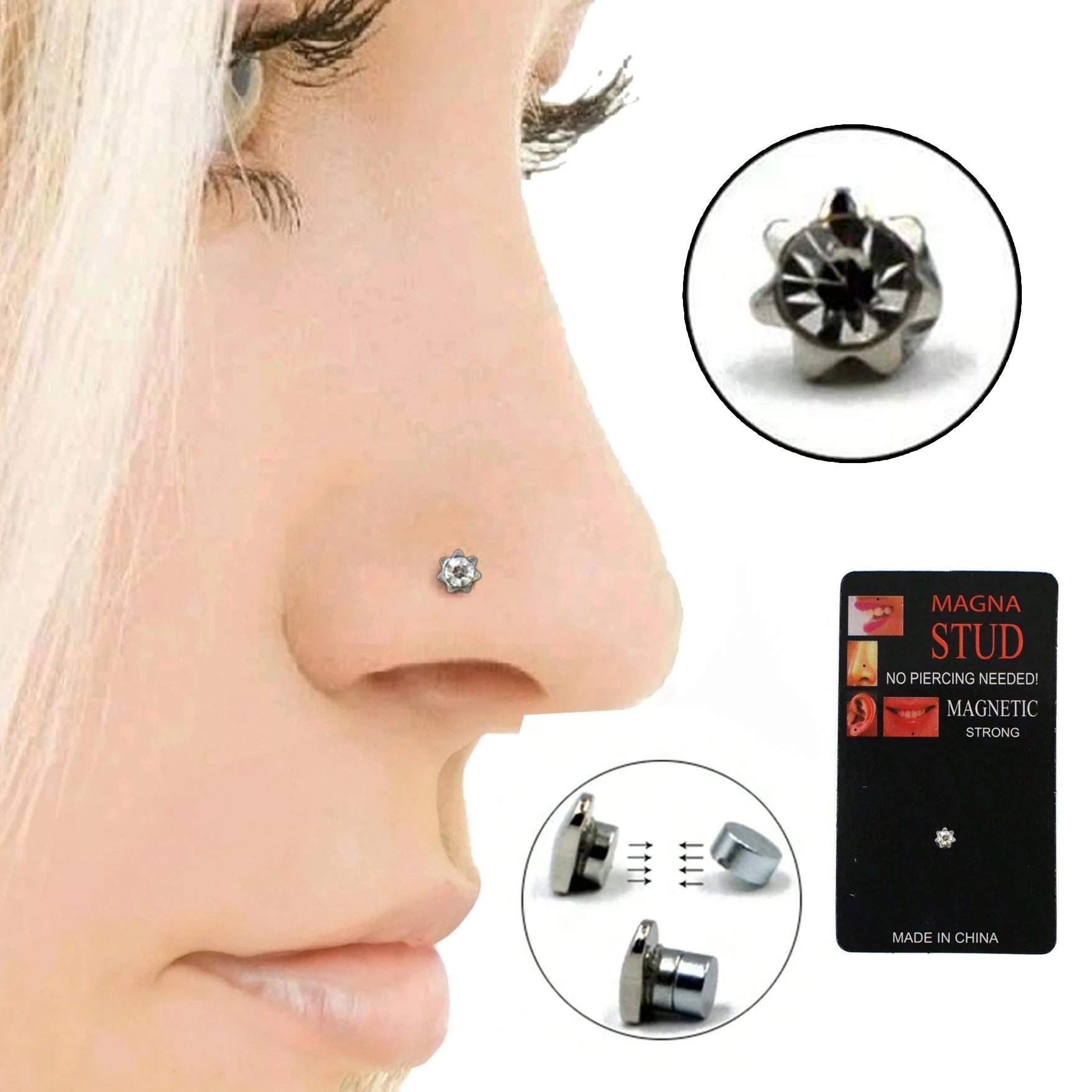 بيرسنج أنف شفاه مغناطيسية من الفولاذ المقاوم للصدأ لا تسبب الحساسية لا حاجة للخرم فهو مغناطيسي 484H | بدون اثر بدون ثقوب بدون خرم بيرسنج بيرسنج شفاه تاتو مؤقت تاتوة مضيئ تاتوه تاتوه_للجسم كريستال تاتو مكياج وشم وشم مؤقت وشم مضيئ | amazingEGP