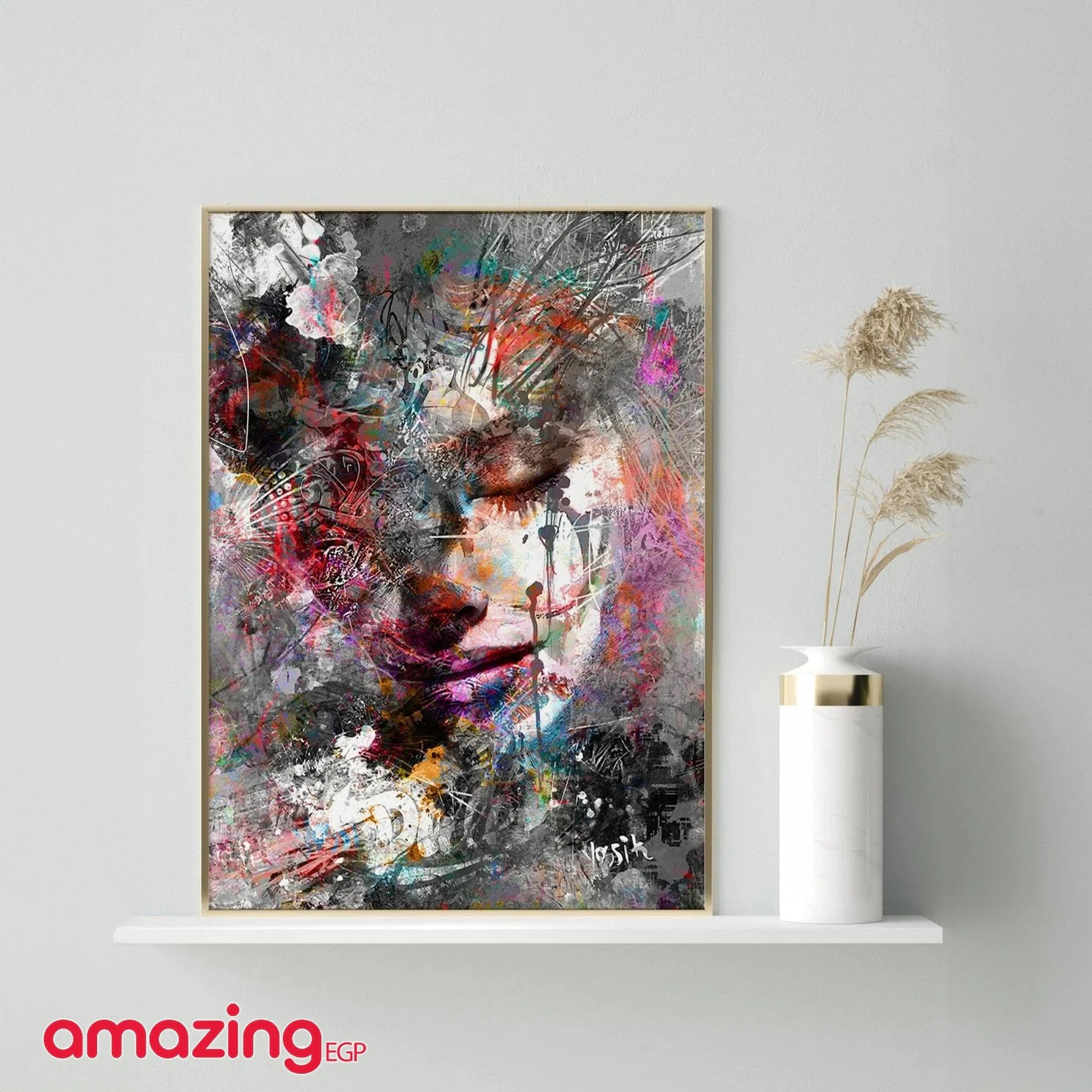 صورة الجدار بجرافيك شخصية ملصق فني جداري من ألياف اصطناعية  قماش مطبوع عليه  - بدون اطار | امراه تمثال تمثال مكتب ديكور ديكور_مكتب ديكور_منزل نصف راس | amazingEGP