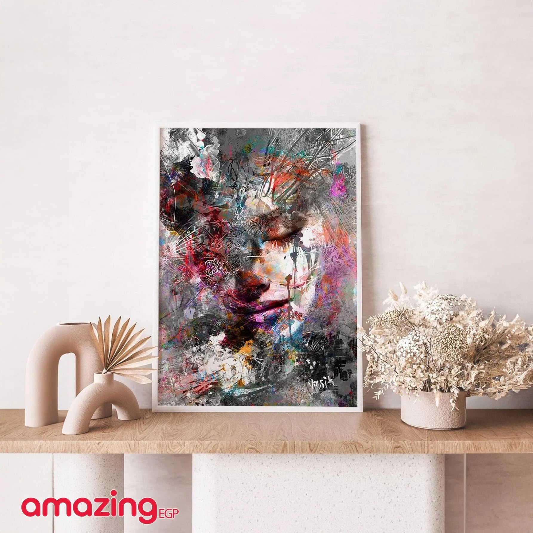 صورة الجدار بجرافيك شخصية ملصق فني جداري من ألياف اصطناعية  قماش مطبوع عليه  - بدون اطار | امراه تمثال تمثال مكتب ديكور ديكور_مكتب ديكور_منزل نصف راس | amazingEGP