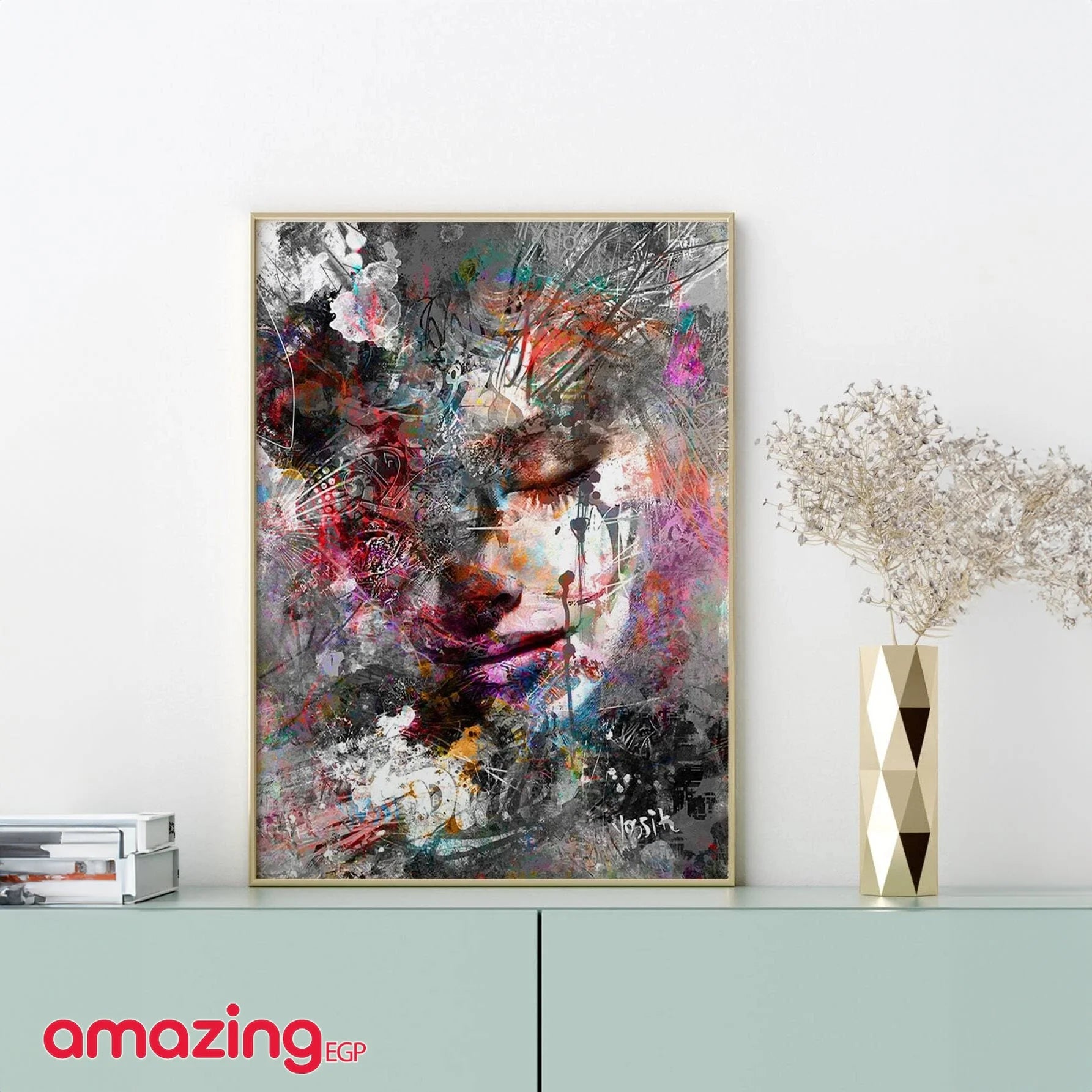 صورة الجدار بجرافيك شخصية ملصق فني جداري من ألياف اصطناعية  قماش مطبوع عليه  - بدون اطار | امراه تمثال تمثال مكتب ديكور ديكور_مكتب ديكور_منزل نصف راس | amazingEGP