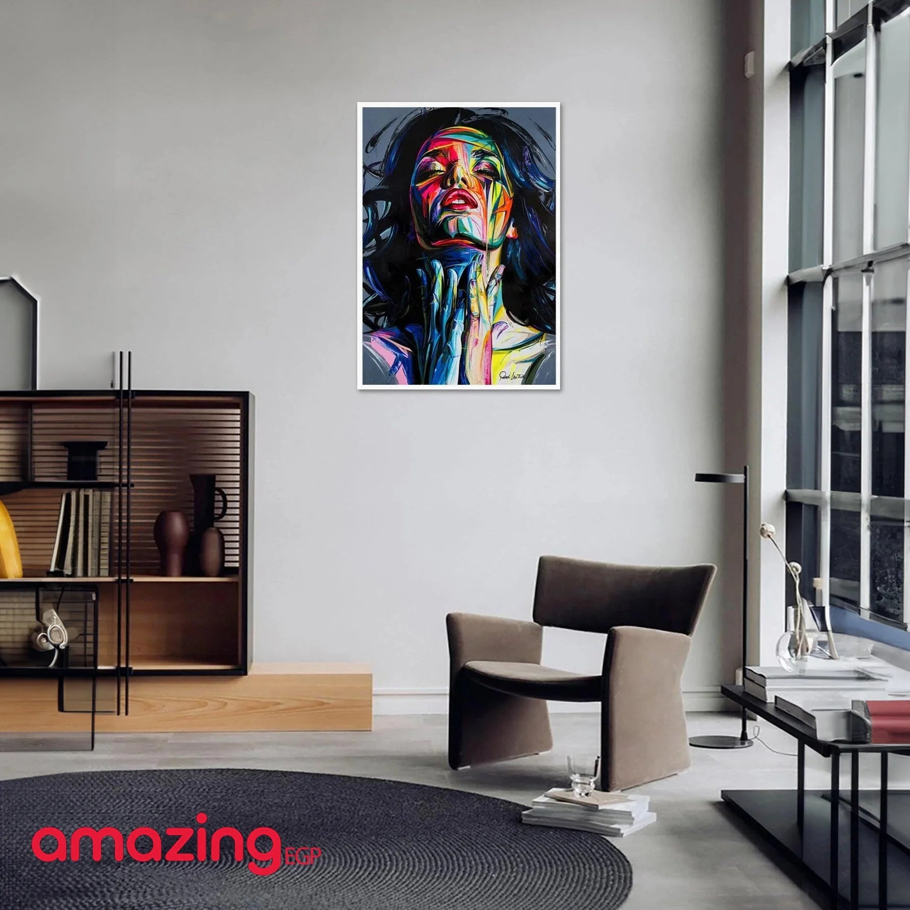 صورة الجدار بجرافيك شخصية ملصق فني جداري من ألياف اصطناعية  قماش مطبوع عليه  - بدون اطار | امراه تمثال تمثال مكتب ديكور ديكور_مكتب ديكور_منزل نصف راس | amazingEGP