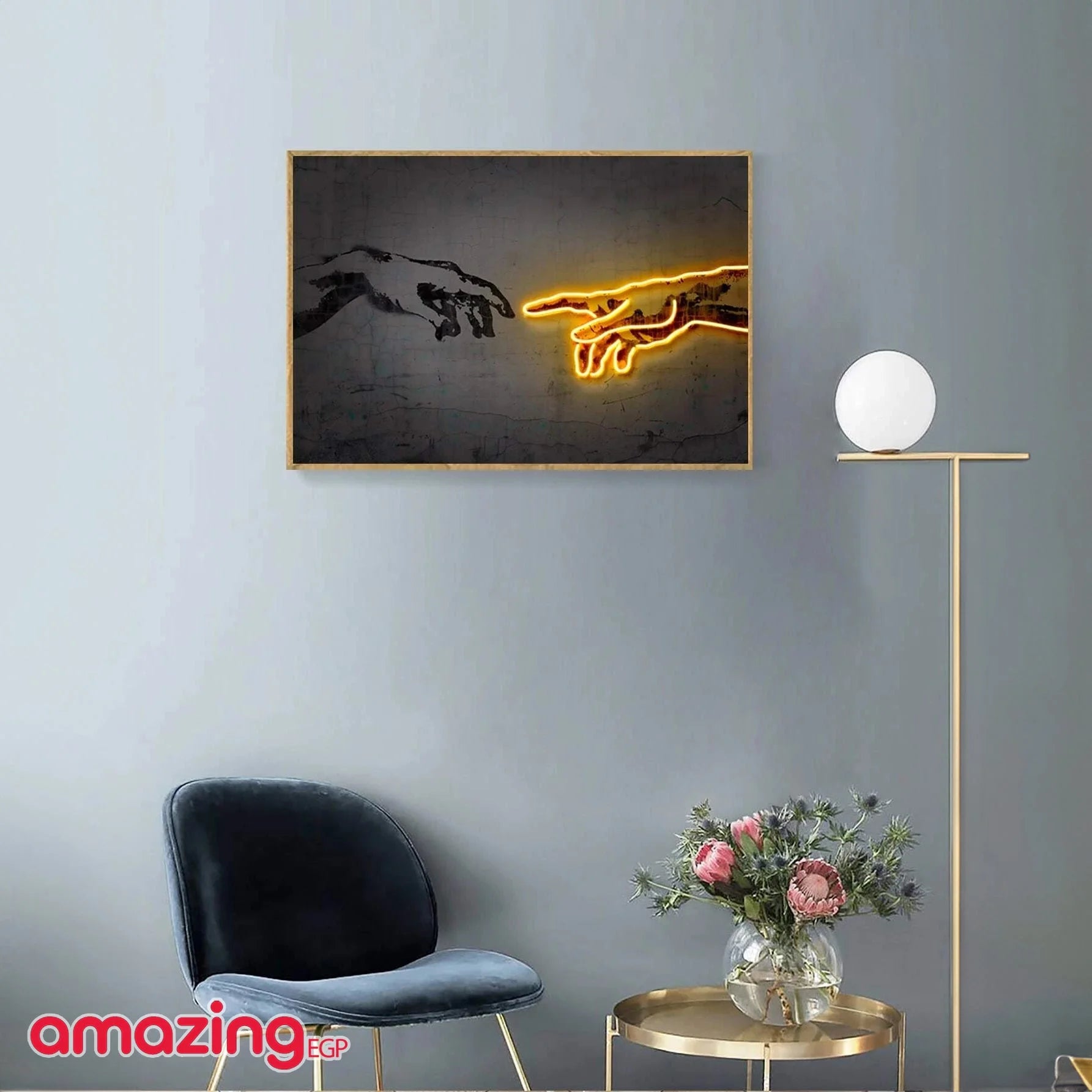 صورة الجدار بجرافيك بطباعة يد ملصق فني جداري من ألياف اصطناعية قماش مطبوع عليه - بدون اطار | امراه تمثال تمثال مكتب ديكور ديكور_مكتب ديكور_منزل نصف راس | amazingEGP
