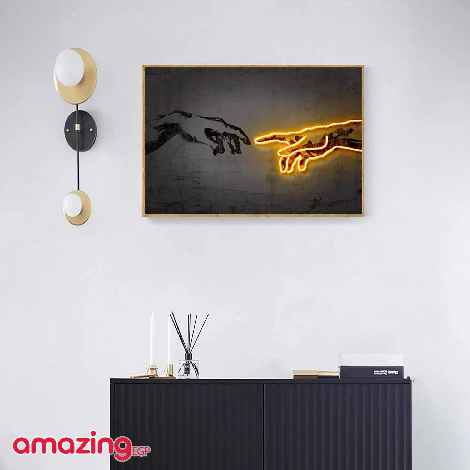 صورة الجدار بجرافيك بطباعة يد ملصق فني جداري من ألياف اصطناعية قماش مطبوع عليه - بدون اطار | امراه تمثال تمثال مكتب ديكور ديكور_مكتب ديكور_منزل نصف راس | amazingEGP