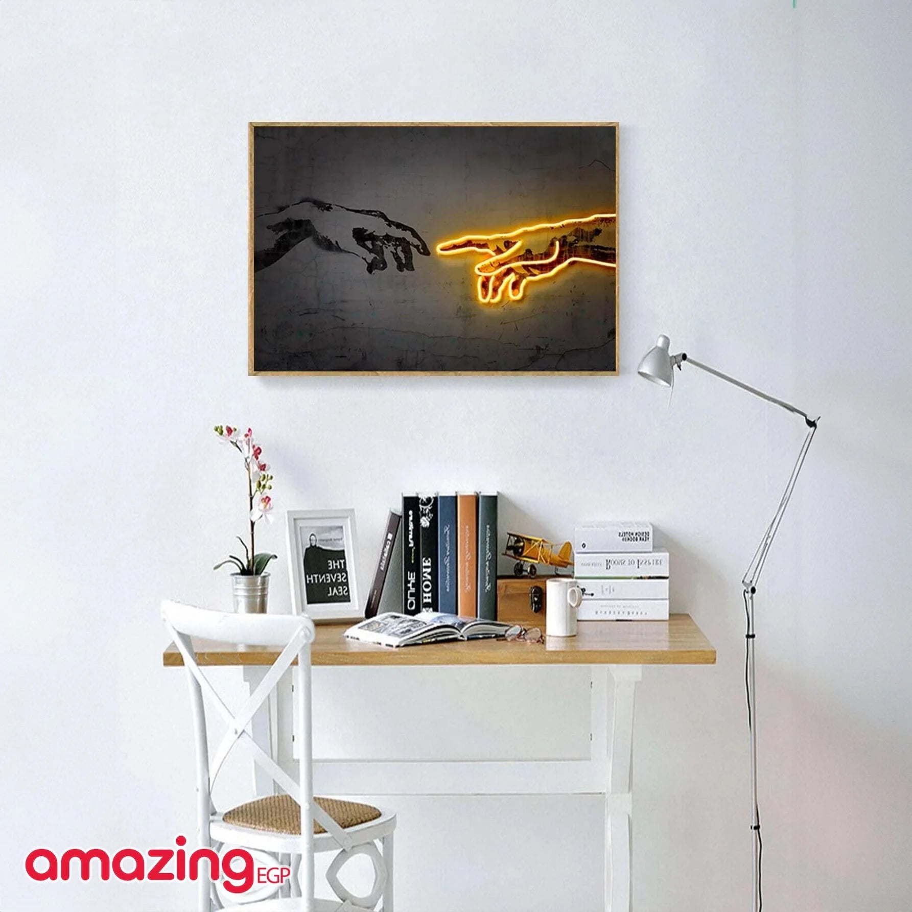 صورة الجدار بجرافيك بطباعة يد ملصق فني جداري من ألياف اصطناعية قماش مطبوع عليه - بدون اطار | امراه تمثال تمثال مكتب ديكور ديكور_مكتب ديكور_منزل نصف راس | amazingEGP