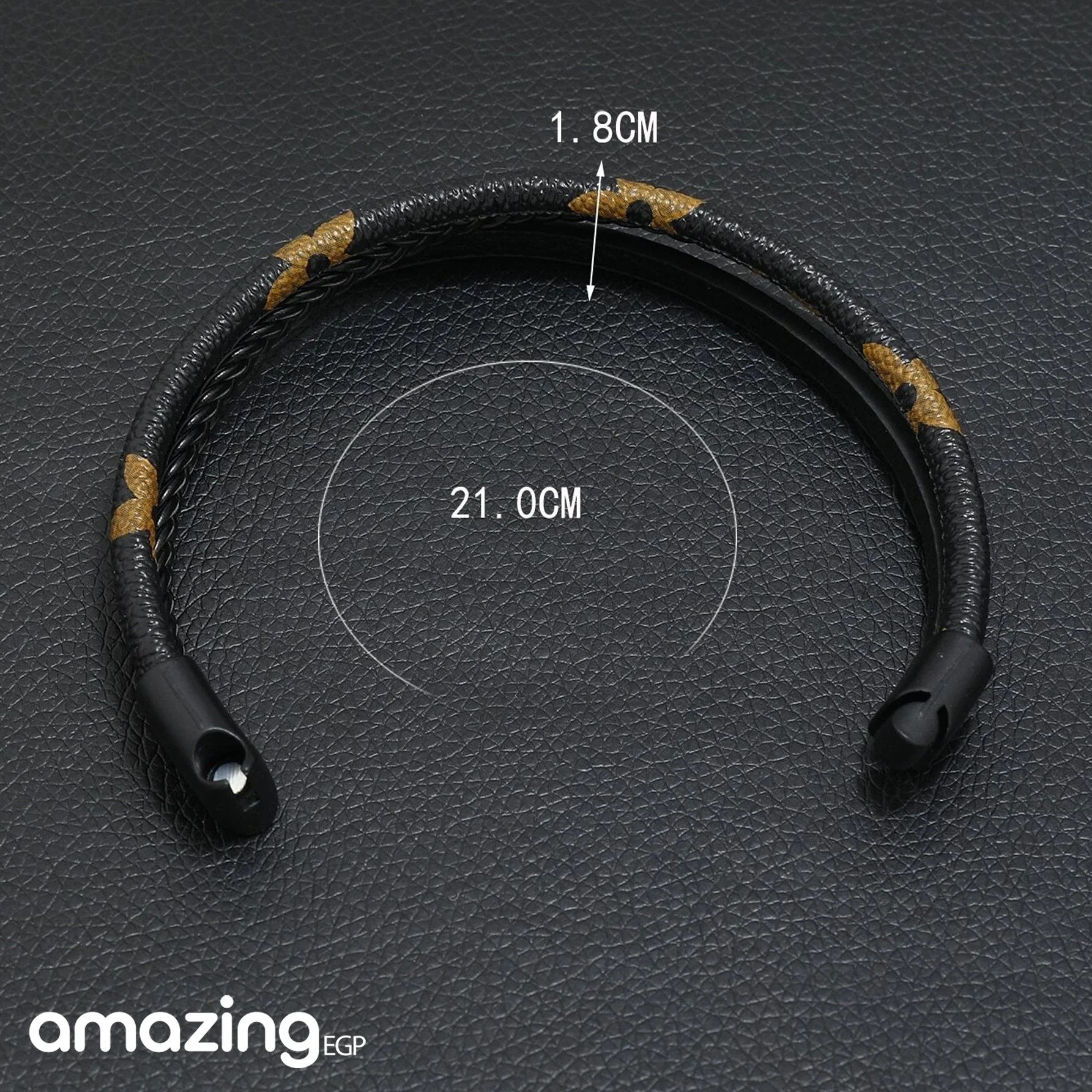 سوار للرجال إسورة مضفرة بجلد طبيعي رجالي اساور يد للرجال - اسود | اسورة اكسسوارات الرجال | amazingEGP