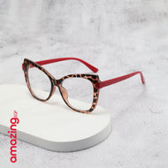 نظارات حماية من الضوء الأزرق للكمبيوتر بإطار عين القطة بطبعة النمر – عدسات شفافة UV400، وزن خفيف – نقشة نمر/أذرع حمراء