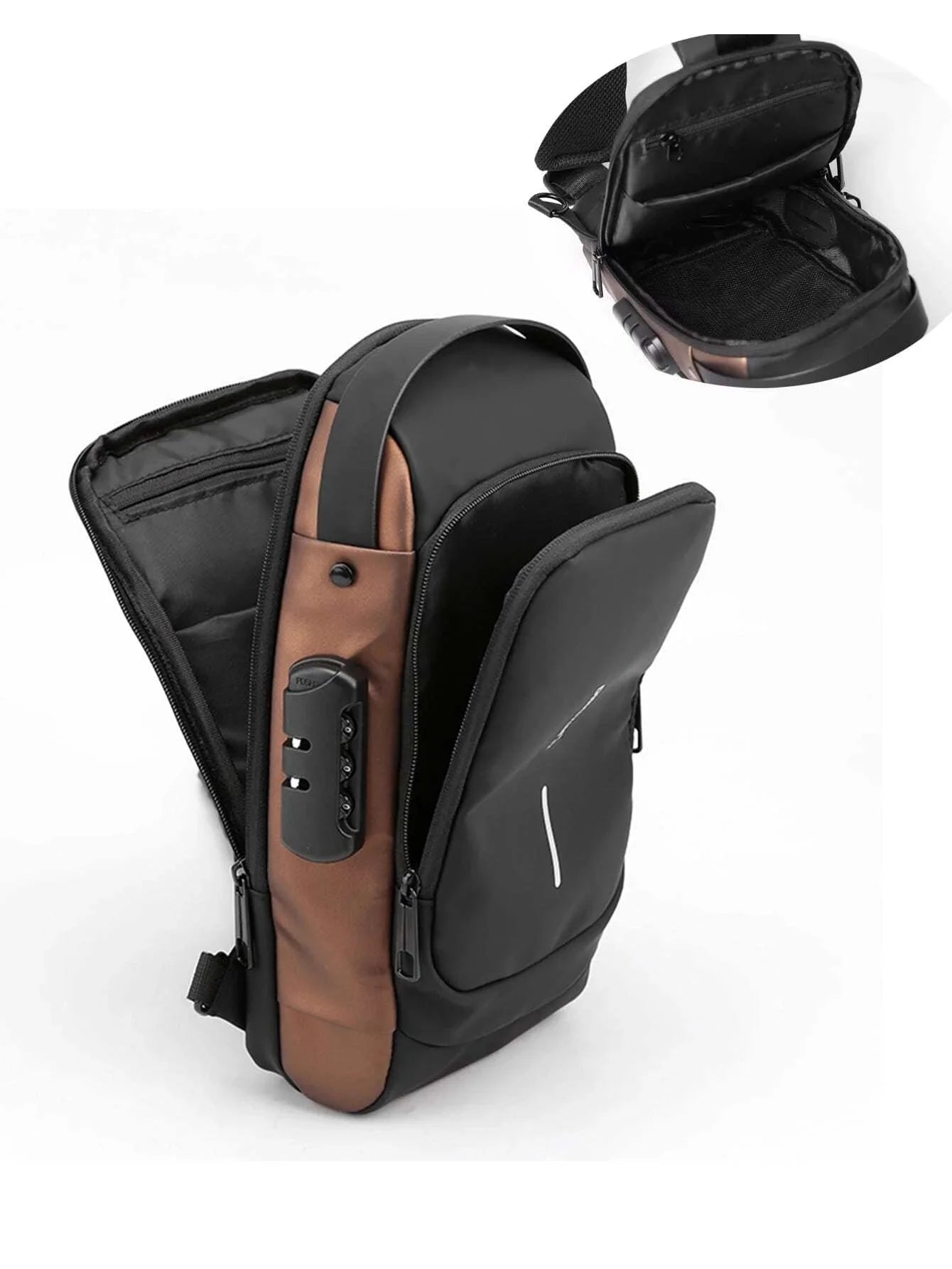 حقيبة كروسبودي مع حقيبة كتف واحدة للشحن عبر USB مقاوم للماء مضاد للسرقة مصمم للجنسين للسفر- اسود | شنط صغيرة شنط ظهر شنطة شنطة تابلت كروسباك كروسبودي | amazingEGP