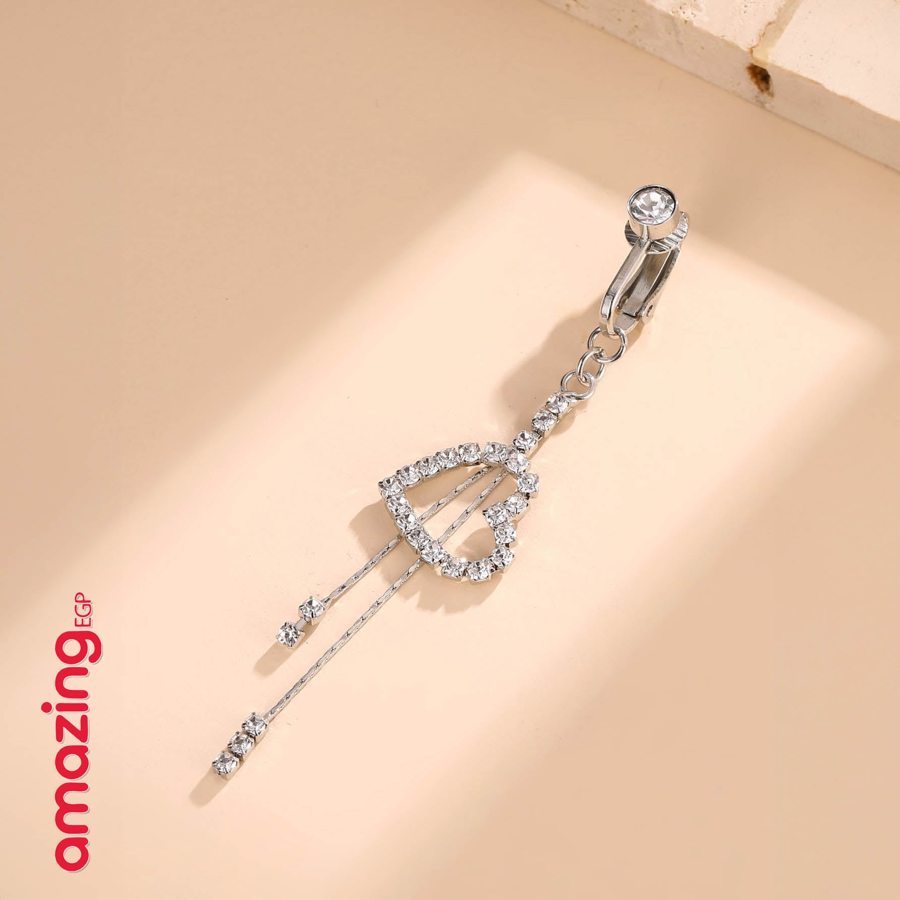 خاتم السرة من الفولاذ المقاوم للصدأ خاتم الموضة شكل القلب مكعب زركونيا غير خارقة سرة البطن للنساء ، مجوهرات ثقب البطن الكلاسيكية للارتداء اليومي | قطعة واحدة | فضي