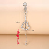 خاتم السرة من الفولاذ المقاوم للصدأ  خاتم الموضة شكل القلب مكعب زركونيا غير خارقة سرة البطن للنساء ، مجوهرات ثقب البطن الكلاسيكية للارتداء اليومي | قطعة واحدة | فضي