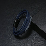 سوار للرجال إسورة مضفرة بجلد طبيعي فاخر رجالي اساور يد للرجال - ازرق | اسورة اكسسوارات الرجال حظاظة سوار ملابس_رجالي | amazingEGP