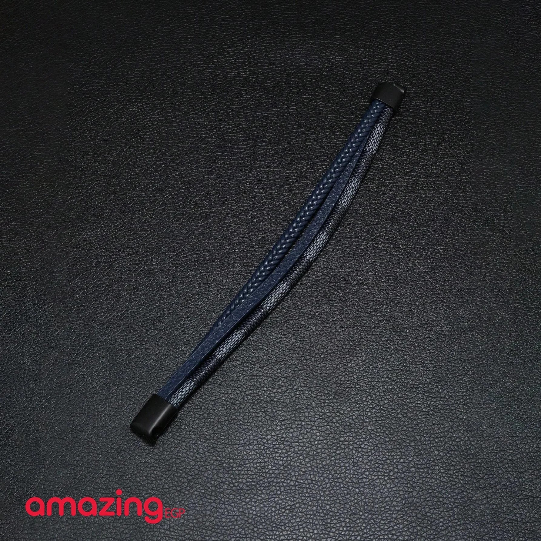 سوار للرجال إسورة مضفرة بجلد طبيعي فاخر رجالي اساور يد للرجال - ازرق | اسورة اكسسوارات الرجال حظاظة سوار ملابس_رجالي | amazingEGP