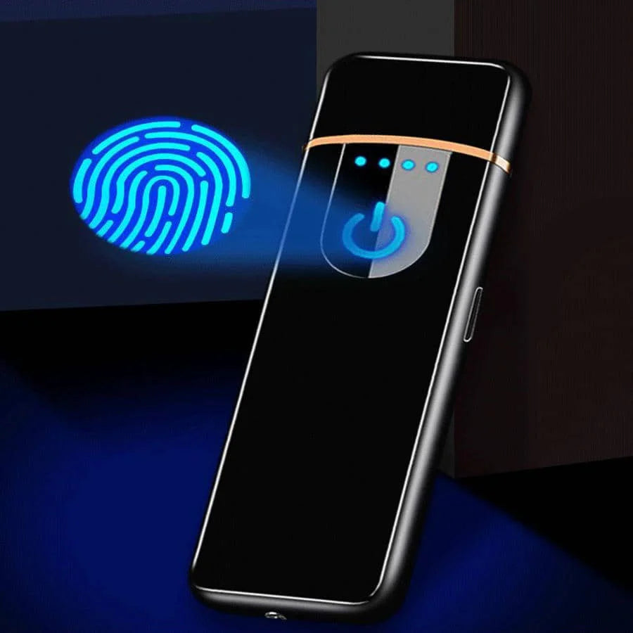 ولاعة الكترونية ولاعة كهربائية مقاومة للرياح وقابلة لاعادة الشحن بمنفذ USB مع مستشعر ذكي لبصمات الاصابع اشعال مزدوج الجانب ولاعة بدون لهب بمؤشر طاقة ابداعي اسود | اشعال نار تدخين سجاير ولاعة ولاعة قابله للشحن | amazingEGP