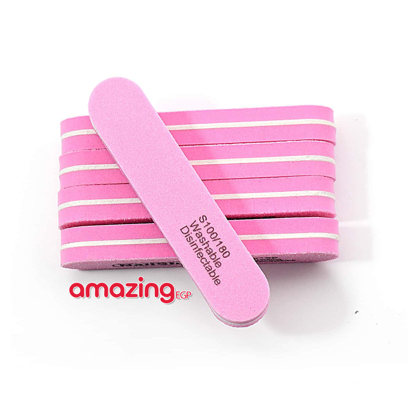 مُبْرِد أظافر إسفنجي بلوك 100/180 مزدوج الجهتين – وردي، قابل للغسل وإعادة الاستخدام لمانيكير وباديكير الصالون والمنزل | متوسط الحجم | 5 قطع