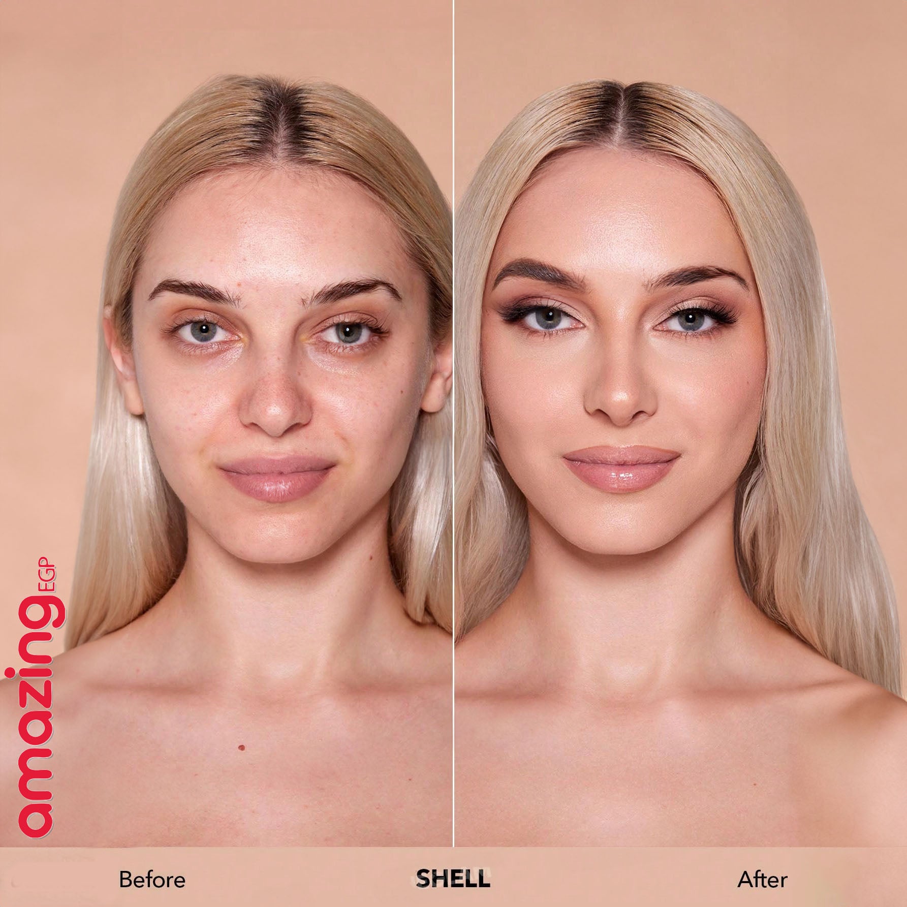 SHEGLAM Skinfinite عيِّنة كريم أساس مرطِّب بلمسة ندية – تغطية متوسطة قابلة للبناء، مظهر طبيعي خفيف، خالٍ من العطور والكحول، نباتي  –عينة 1.5 جم (Shade: Shell)