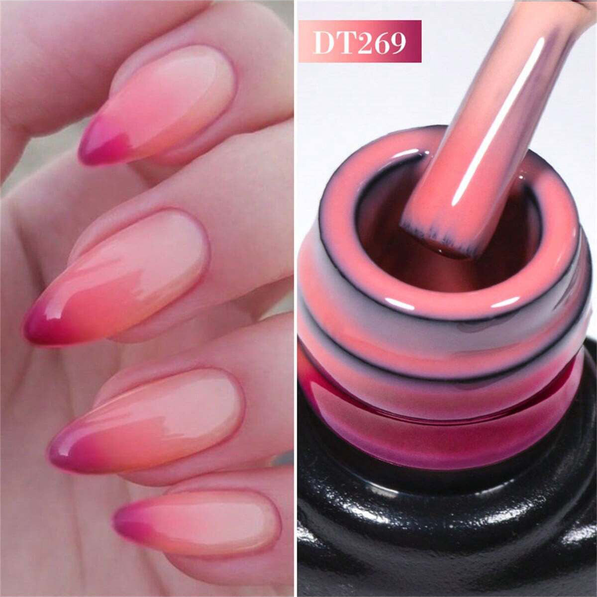 طلاء جل حراري متغيّر اللون بتأثير  باللون الأحمر الوردي متغير الألوان مع درجة حرارة الأظافر مكون من 3 طبقات سمي بالدائم و بإمكانه نزعه بتقنية الرطوبة ، مناسب للون الأظافر الجدارة الفنية بإستخدام التقنية الـuv Led | وردي/أحمر (7 مل)