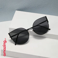 نظارات شمسية عين القطة بإطار كامل إطلالة أنيقة للموضة والخروجات اليومية والصيف والشاطئ – أسود بعدسات رمادية