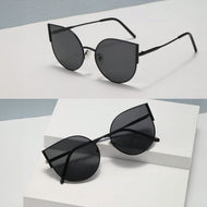 نظارات شمسية عين القطة بإطار كامل إطلالة أنيقة للموضة والخروجات اليومية والصيف والشاطئ – أسود بعدسات رمادية