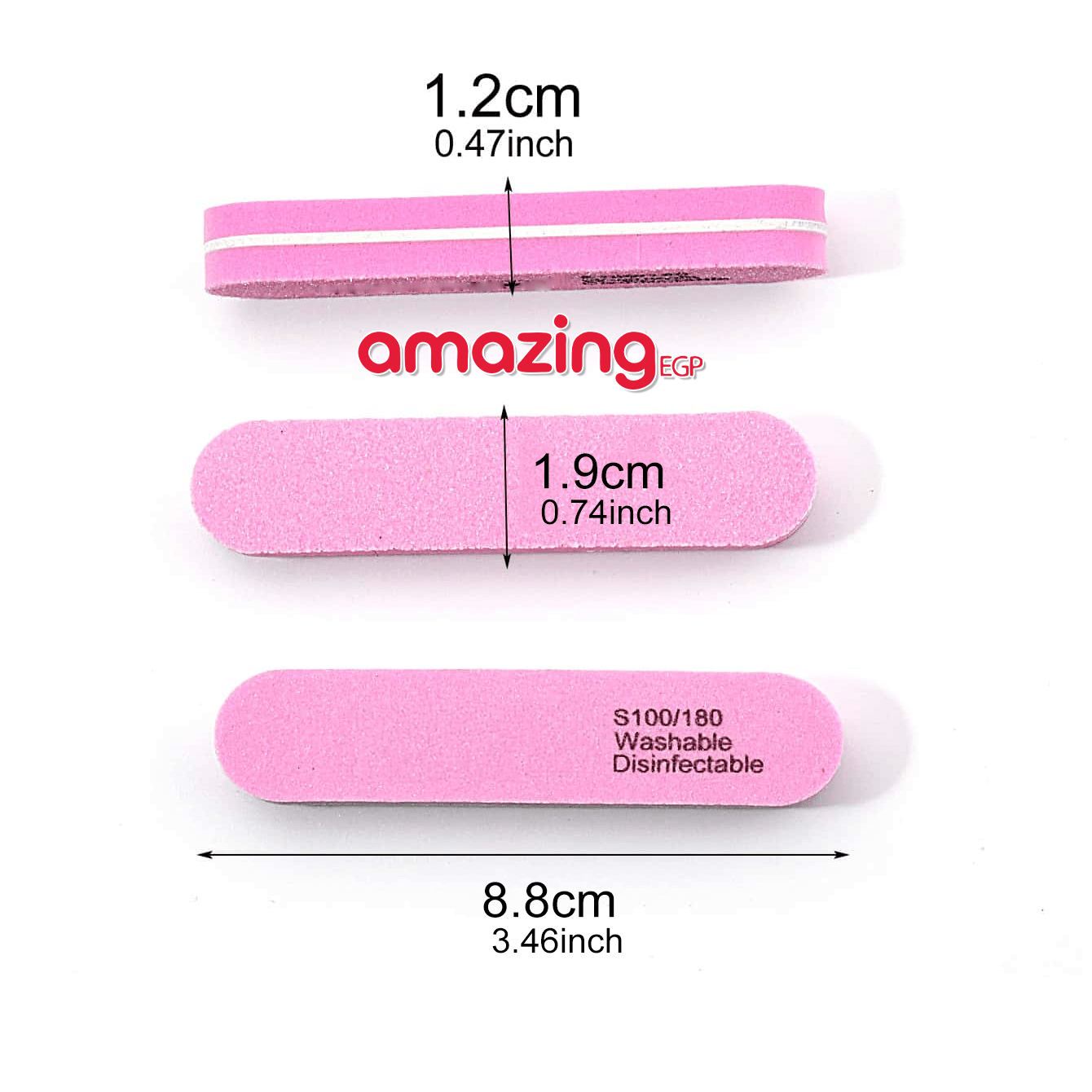 مُبْرِد أظافر إسفنجي بلوك 100/180 مزدوج الجهتين – وردي، قابل للغسل وإعادة الاستخدام لمانيكير وباديكير الصالون والمنزل | متوسط الحجم | 5 قطع