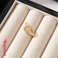 خاتم سُرّة بدون ثقب قلب مرصّع بزركونيا مطلي بالذهب  – إكسسوار نسائي أنيق بدون ثقب