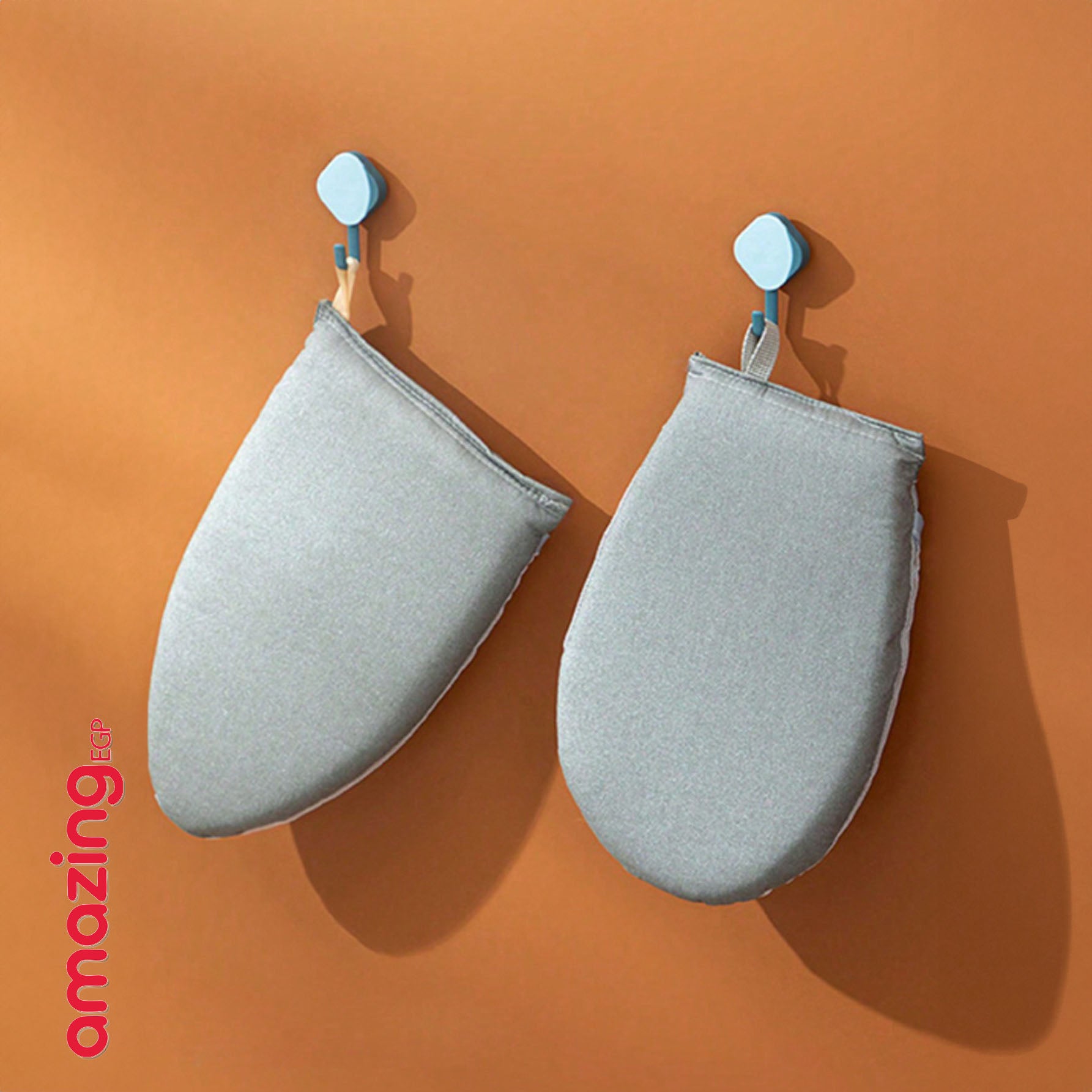 قفاز كي بالبخار مع حلقة للأصابع – مقاوم للحرارة ومانع للبخار لوح كي صغير وسادة كي مقاومة للحرارة | لون رمادي