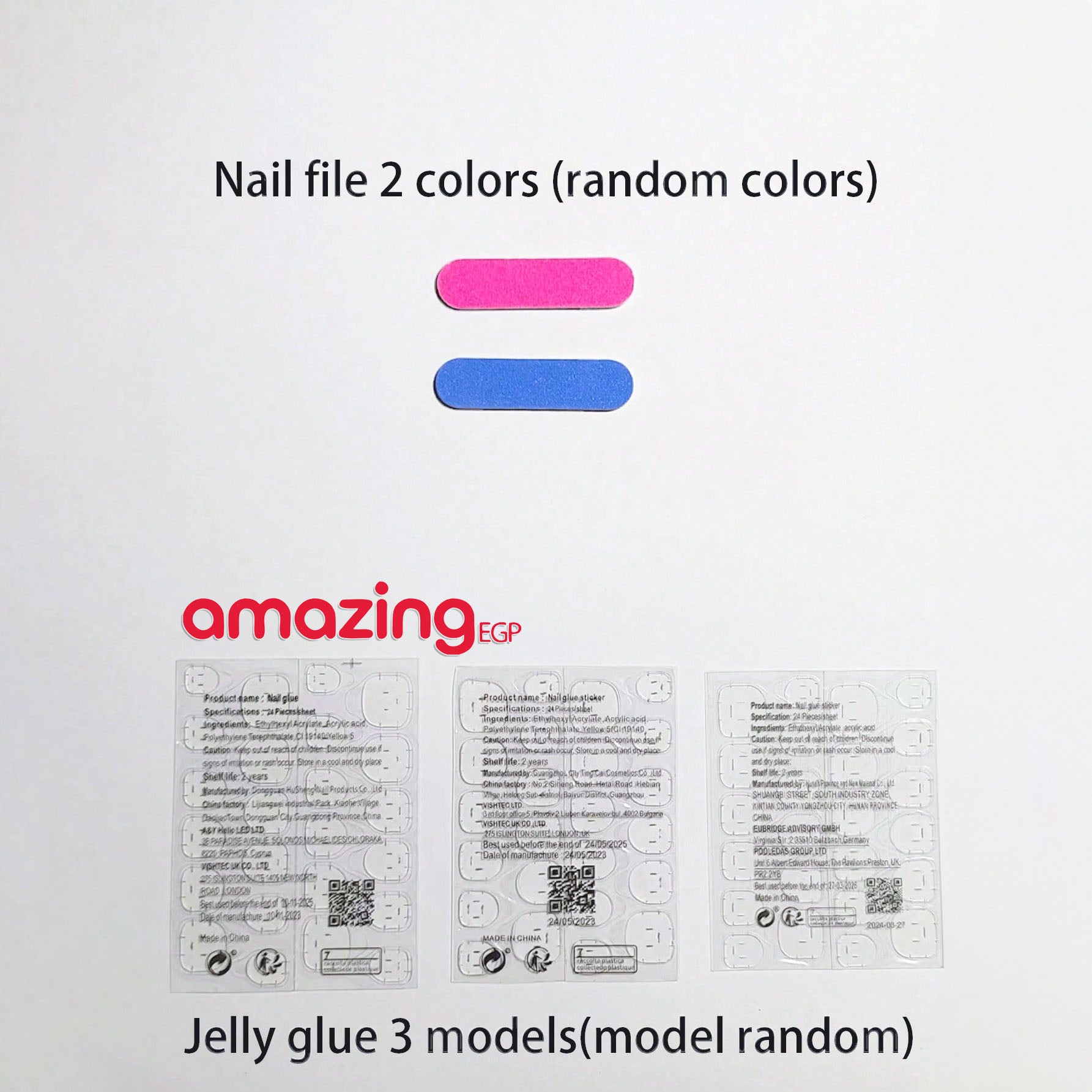 أظافر ضغط قابلة لإعادة الاستخدام – 24 قطعة شكل تابوت طول متوسط بتدرّج خوخي + لاصق جيلي ومبرد صغير