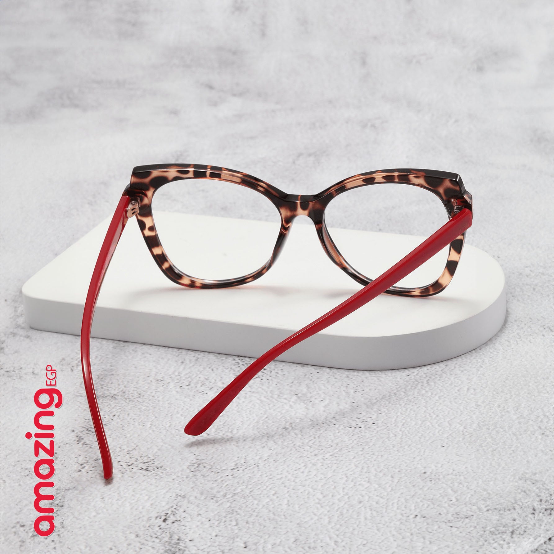 نظارات حماية من الضوء الأزرق للكمبيوتر بإطار عين القطة بطبعة النمر – عدسات شفافة UV400، وزن خفيف – نقشة نمر/أذرع حمراء