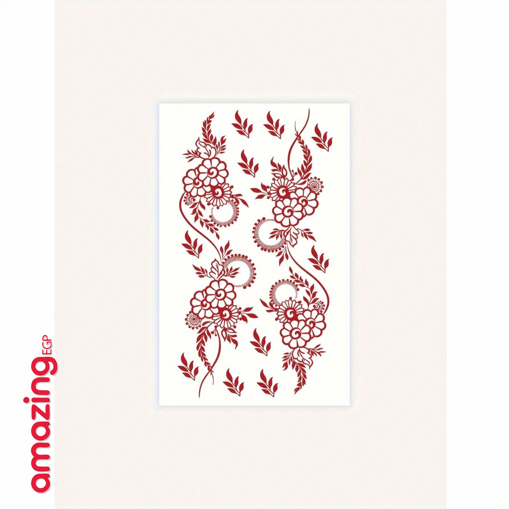 ملصقات وشم مؤقت بنقوش زهور الحناء الحمراء – ألوان بني وأحمر وكستنائي للأظافر والجسم للمناسبات والأعراس