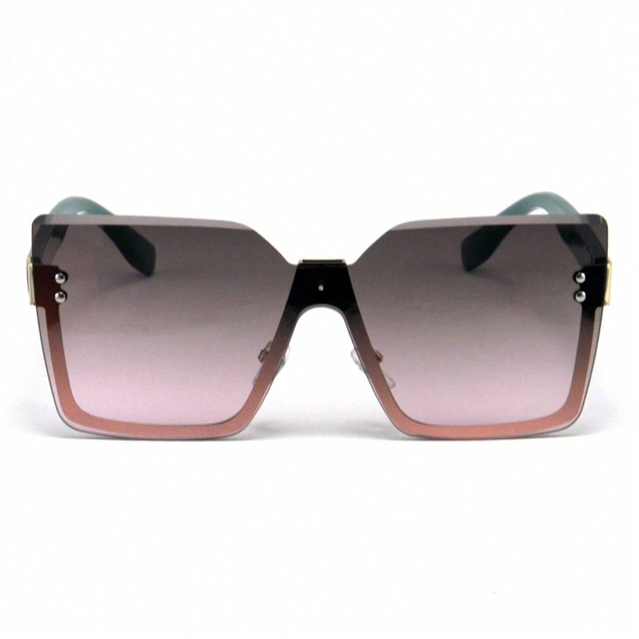 نظارات شمسية بإطار معدني نصف-بدون حواف مزينة بالراين – ستايل أوروبي/أمريكي أنيق للنساء