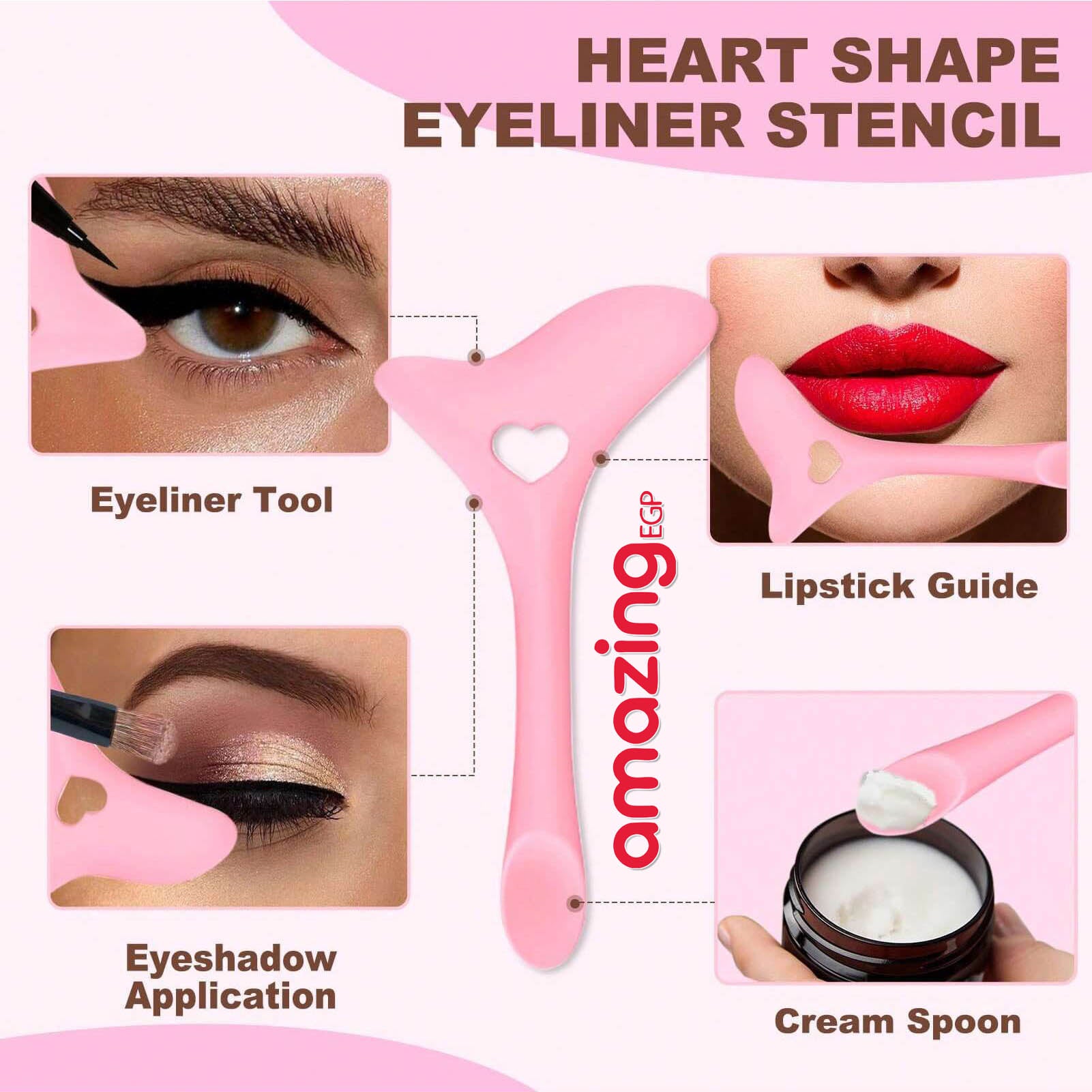 قالب مرسم آيلاينر سيليكون متعدد الوظائف – أداة مساعدة لرسم الآيلاينر وتظليل العيون وتحديد الشفتين والحواجب، قابلة لإعادة الاستخدام ومقاومة للماء