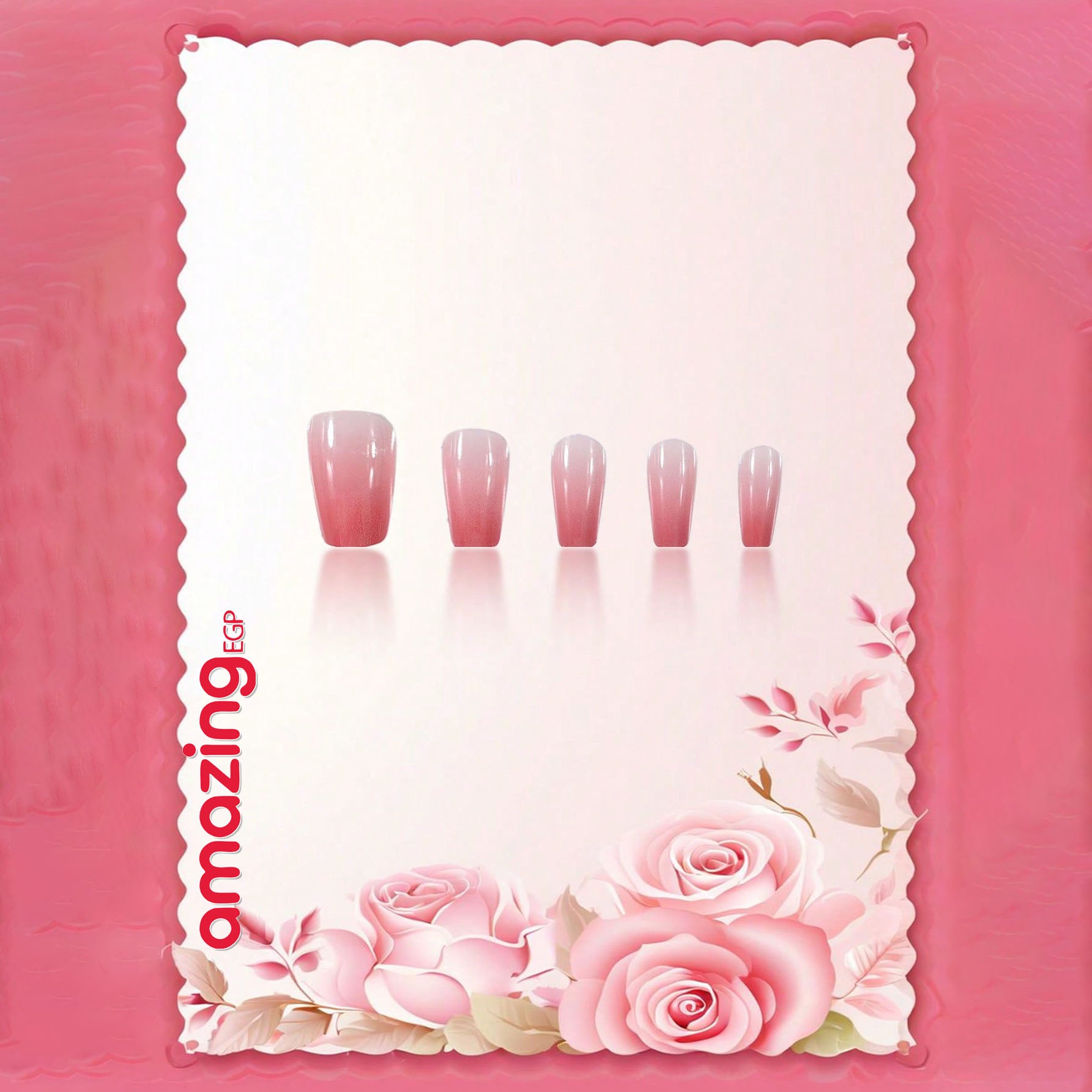 أظافر ضغط قابلة لإعادة الاستخدام – 24 قطعة شكل تابوت طول متوسط بتدرّج خوخي + لاصق جيلي ومبرد صغير