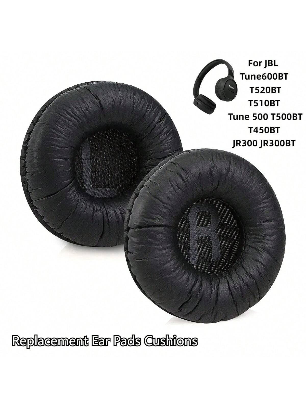 وسادات أذن بديلة لسماعات الرأس JBL  |  JR300، JR300BT، T450BT، T500BT، Tune 500، Tune 500BT، Tune 510BT، Tune 520 - — جلد بروتين + إسفنج ميموري فوم (أسود)
