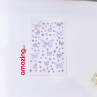 ملصق جواهر الوجه ثلاثي الأبعاد بتصميم فراشات بنفسجية ولمعات — ورقة واحدة لزينة الوجه والعينين بأسلوب Y2K للمهرجانات والحفلات والرقص والتنكر والأعراس (Purple Butterflies)