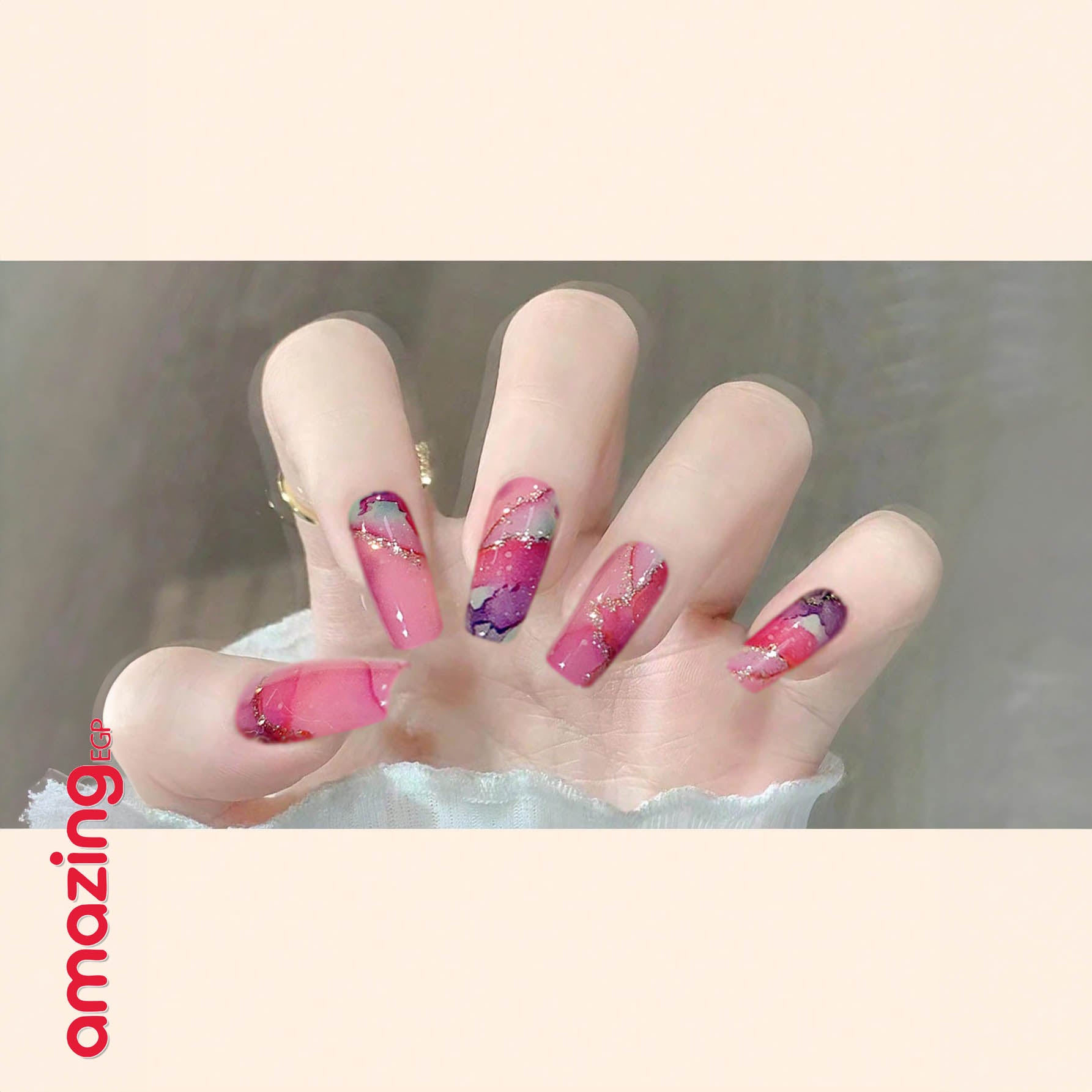 ملصقات مناكير كاملة الالتفاف – شريط أظافر ذاتي اللصق، مقاوم للماء وطويل الثبات، تصميم صيفي عصري لتزيين الأظافر CS-529 (شيت واحد)