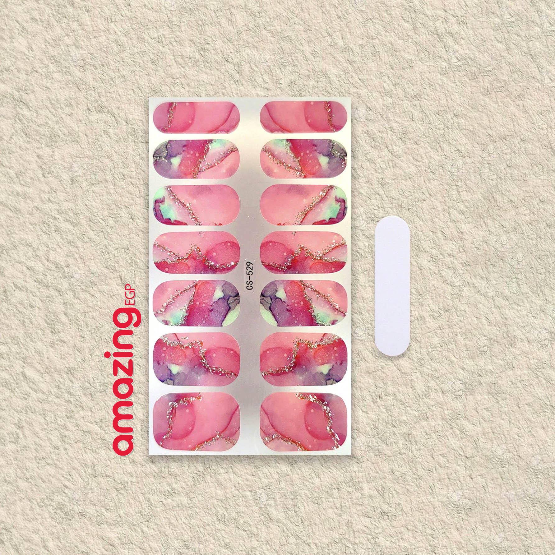 ملصقات مناكير كاملة الالتفاف – شريط أظافر ذاتي اللصق، مقاوم للماء وطويل الثبات، تصميم صيفي عصري لتزيين الأظافر CS-529 (شيت واحد)