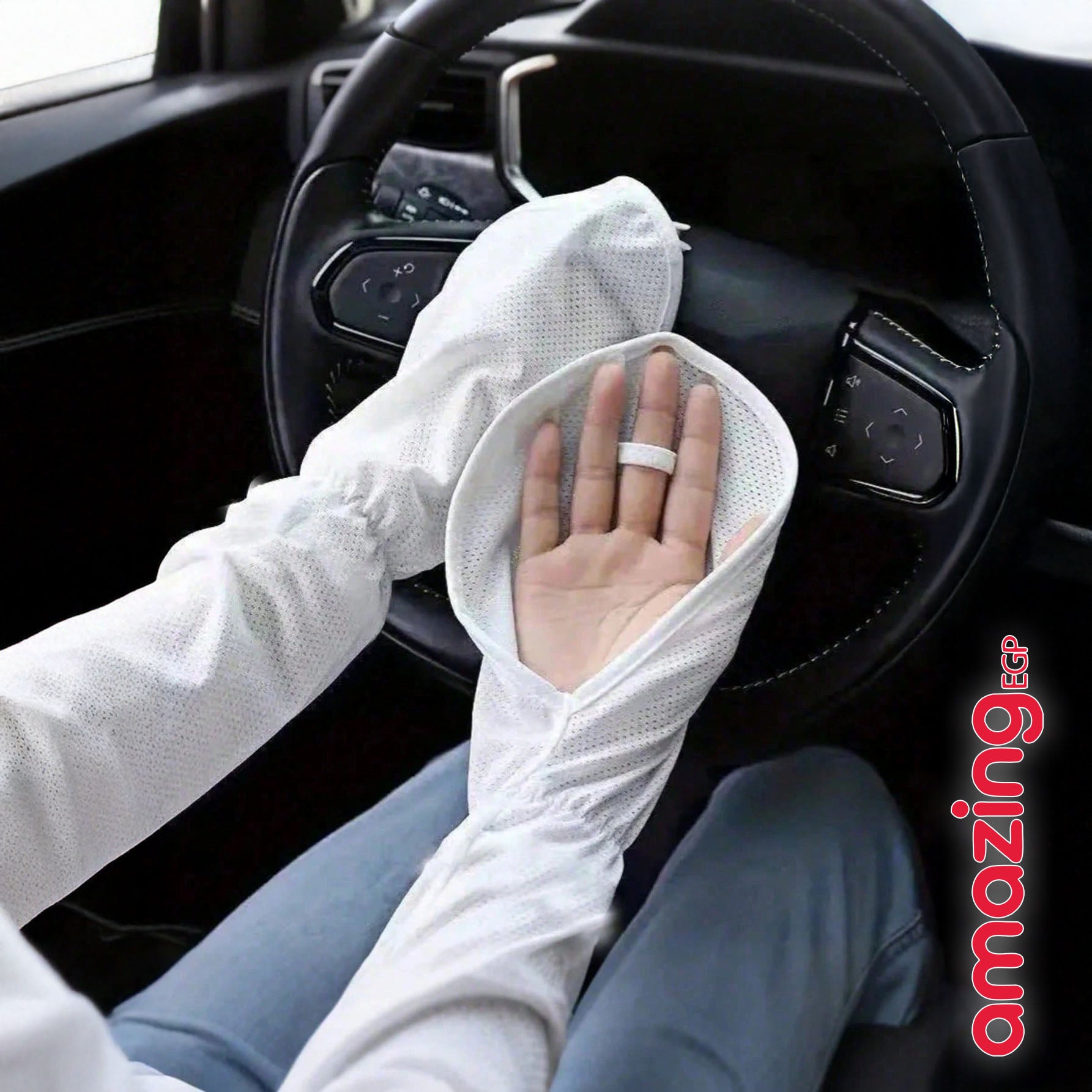 قفازات صيفية بدون أصابع للقيادة – حماية من الشمس والأشعة فوق البنفسجية قفازات يد واقية من أشعة الشمس والأشعة فوق البنفسجية - طويل | أبيض