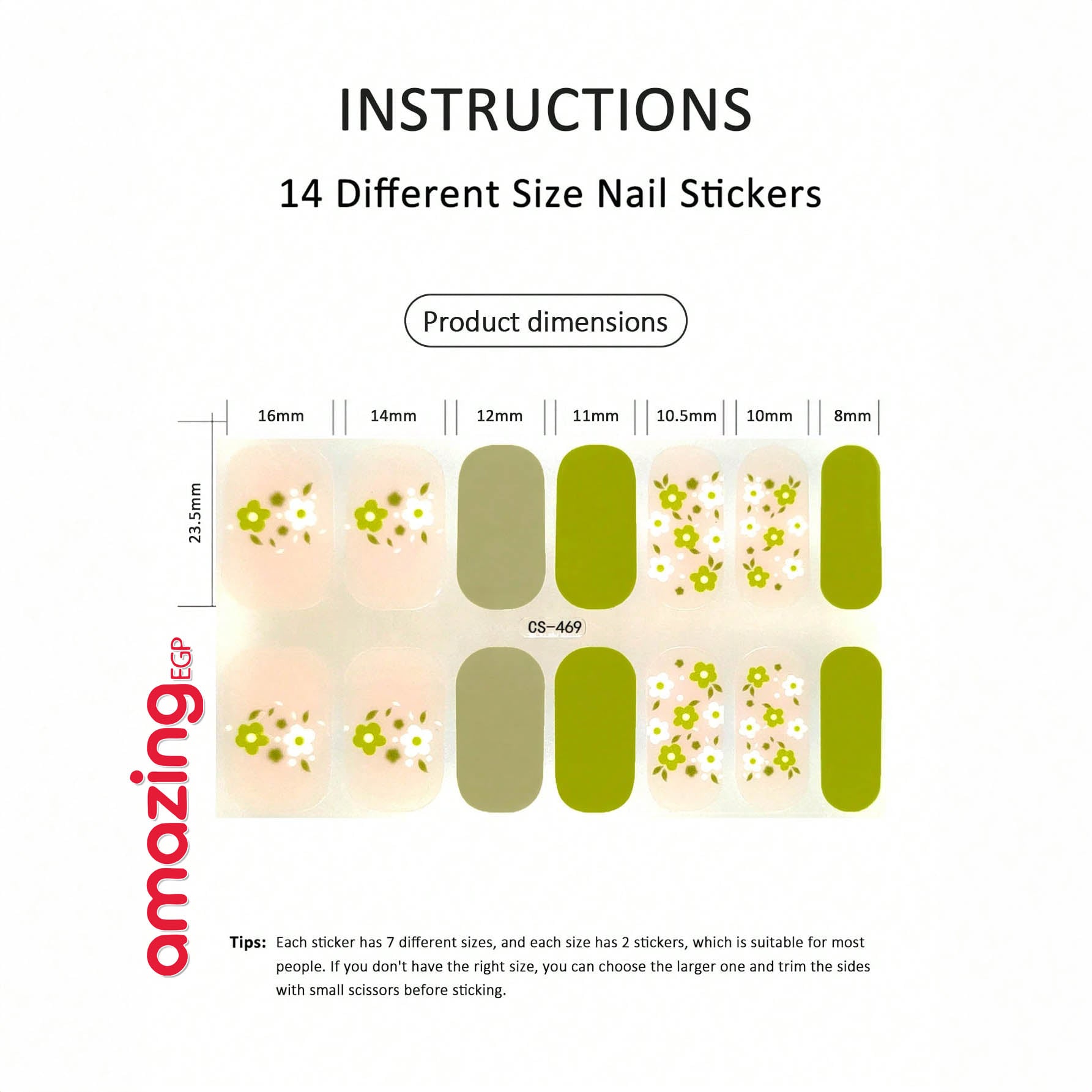 ملصقات مناكير كاملة الالتفاف – شريط أظافر ذاتي اللصق، مقاوم للماء وطويل الثبات، تصميم صيفي عصري لتزيين الأظافر CS-469 (شيت واحد)