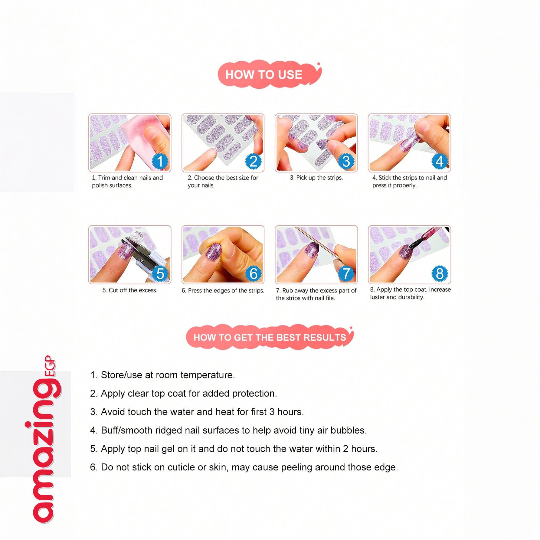 ملصقات مناكير كاملة الالتفاف – شريط أظافر ذاتي اللصق، مقاوم للماء وطويل الثبات، تصميم صيفي عصري لتزيين الأظافر CS-469 (شيت واحد)