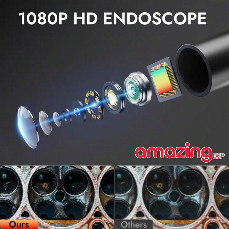 كاميرا فحص منظارية صناعية بشاشة 4.3 بوصة HD وإضاءة LED – كابل شبه صلب 5 متر مقاوم للماء IP67 للأعطال والسباكة والسيارات - ES04