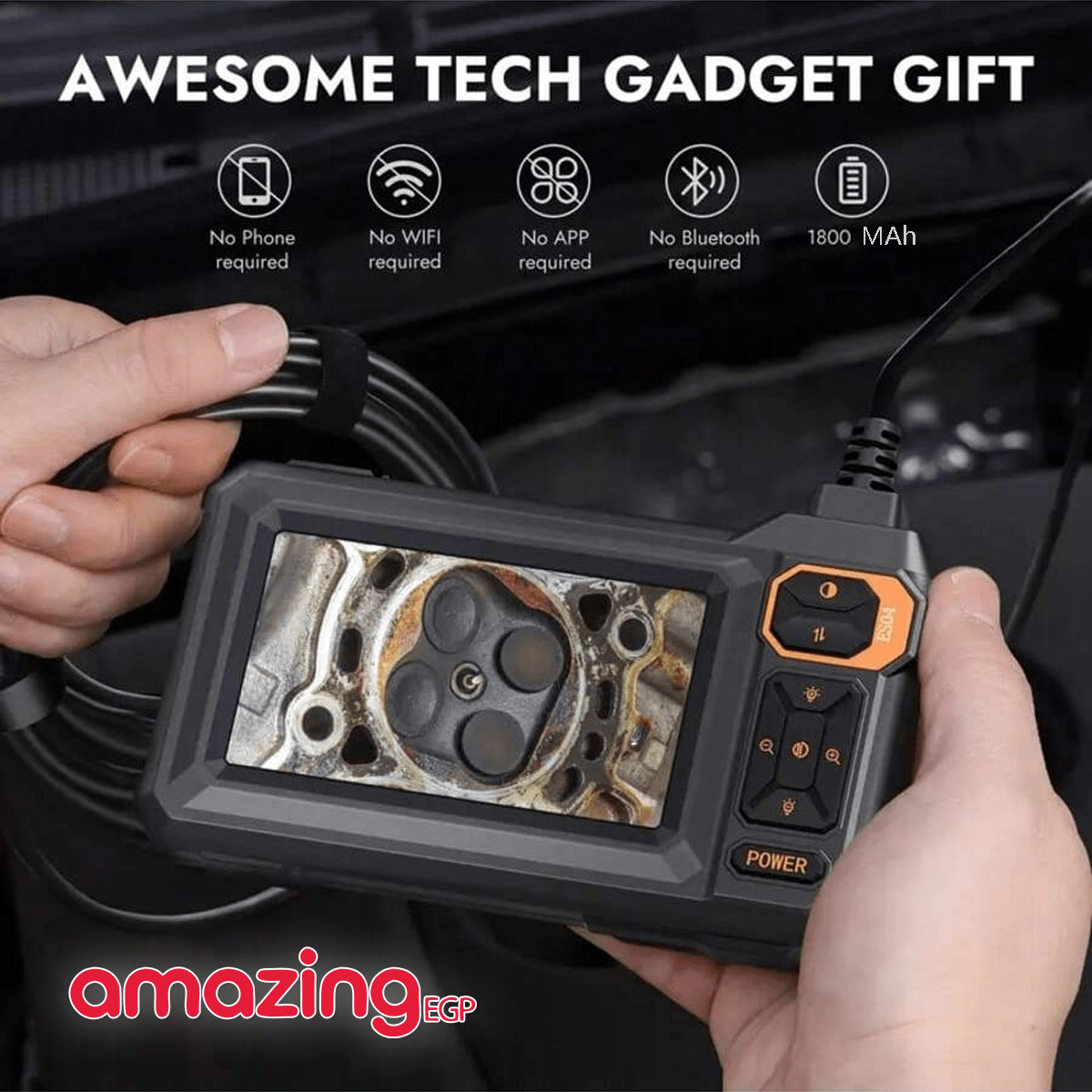 كاميرا فحص منظارية صناعية بشاشة 4.3 بوصة HD وإضاءة LED – كابل شبه صلب 5 متر مقاوم للماء IP67 للأعطال والسباكة والسيارات - ES04