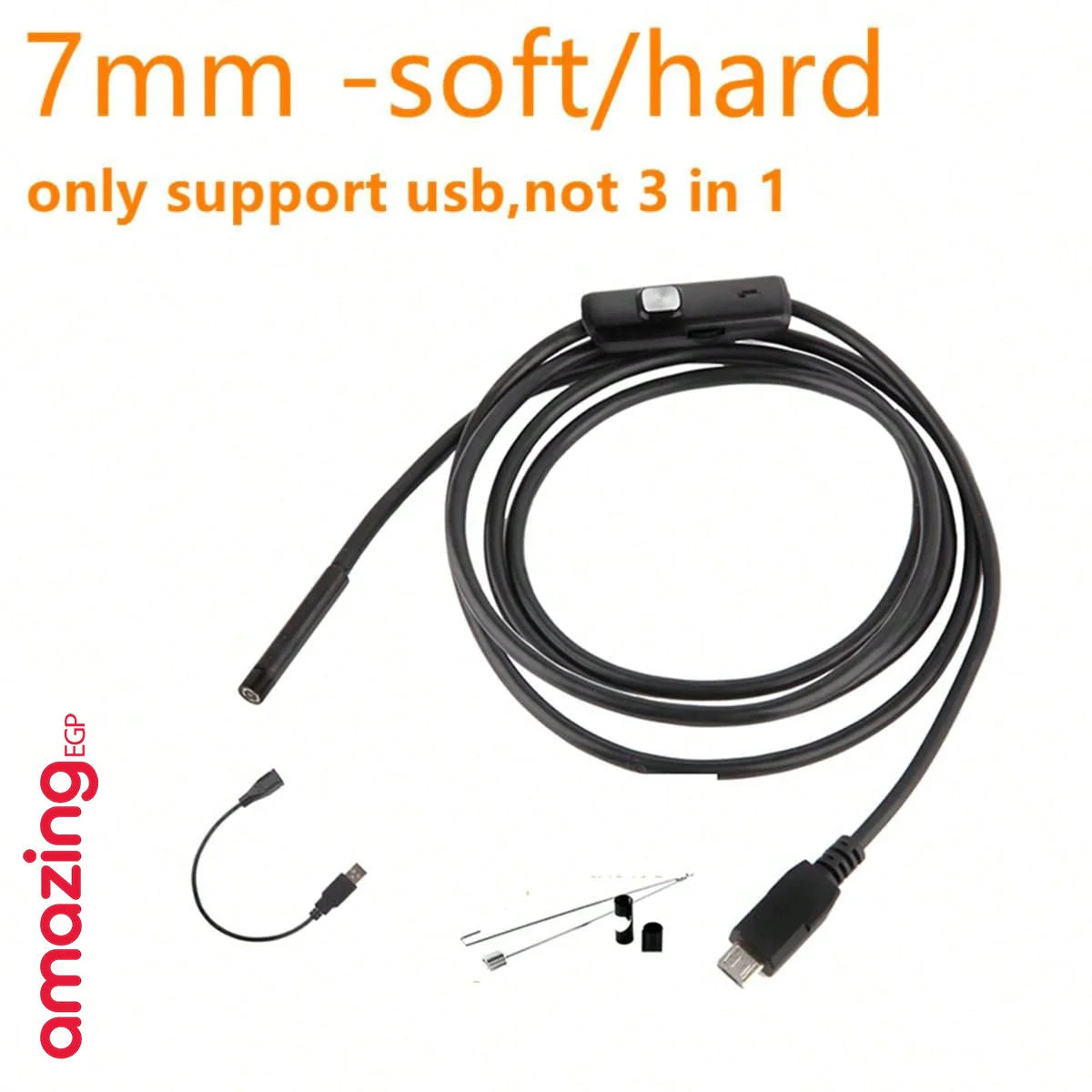 كاميرا فحص أنبوبية طويلة السلك لأجهزة أندرويد مقاومة للماء مع إضاءة مناسبة للتفتيش الداخلي بقطر صغير 7 مم تدعم OTG وUVC للهواتف الذكية وأجهزة الكمبيوتر تعمل عبر USB وأندرويد فقط | المنزل بوريسكوب تجسس ديكور ديكور_منزل ساعات_ذكية ساعة بكام عداد الخطى كامير