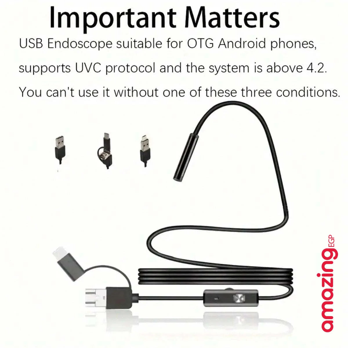 كاميرا فحص أنبوبية طويلة السلك لأجهزة أندرويد مقاومة للماء مع إضاءة مناسبة للتفتيش الداخلي بقطر صغير 7 مم تدعم OTG وUVC للهواتف الذكية وأجهزة الكمبيوتر تعمل عبر USB وأندرويد فقط | المنزل بوريسكوب تجسس ديكور ديكور_منزل ساعات_ذكية ساعة بكام عداد الخطى كامير