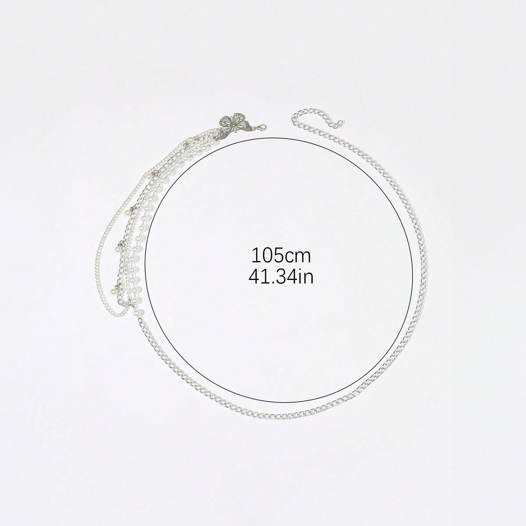 حزام خصر نسائي متعدد الطبقات بتصميم فراشة سلسلة أزياء مزينة بخرز مزيف وفراشة ، لديكور الفستان