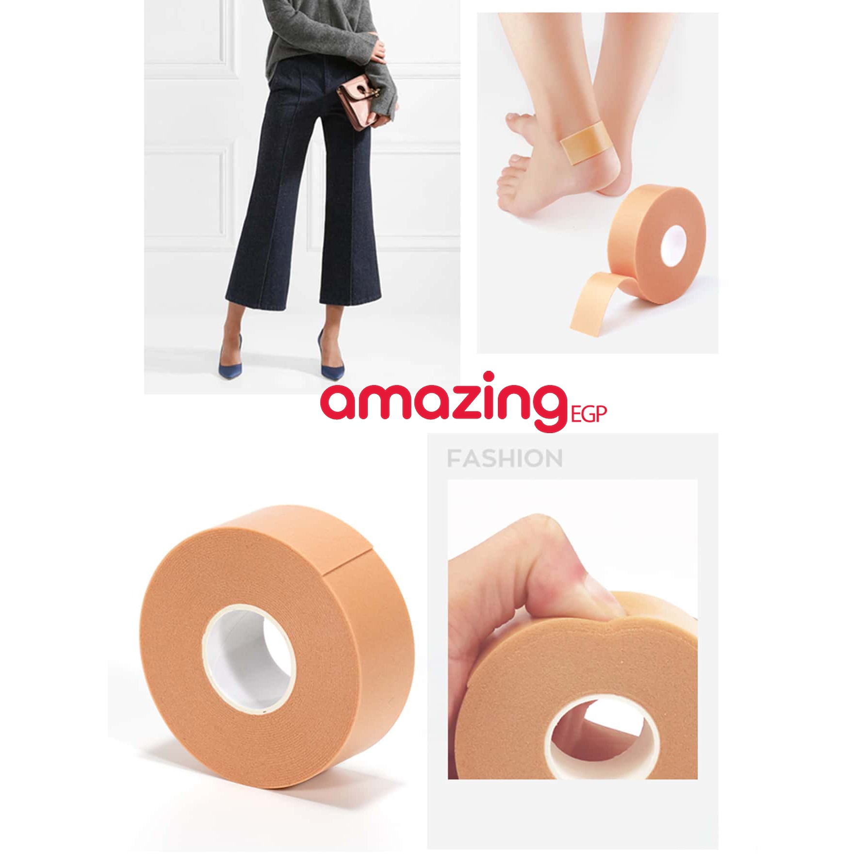 ملصق للعناية بالقدم بشريط مثبت للكعب لوقاية وتوسيد القدم وحماية الجلد - مقاوم للماء ومضاء للانزلاق