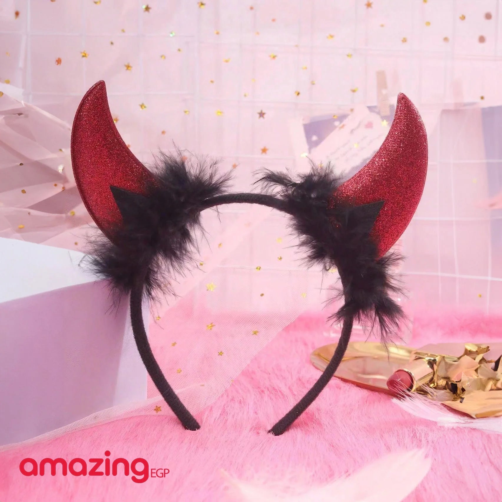 طوق شعر زي تنكري ثياب طوق شعر قرون- احمر اسود | حفلات حفلات_عيد_الميلاد زي تنكري طوق نظارة_حفلات | amazingEGP