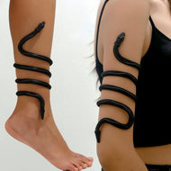 خلخال سوار كاحل معدني ملفوف بالثعبانمرنة قابلة للثني الأفعى قلادة تويست مجوهرات التفاف الإسورة خاتم الأفعى الأقراط معدن للنساء والمراهقات - ثعبان  اسود | اساور كاحل اسورة ثعبان خلخال خلخال للقدم خلخال مضئ رقص لولى نجمة | amazingEGP